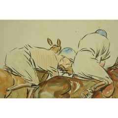 Paul Desmond Brown Two Polo Players Watercolor