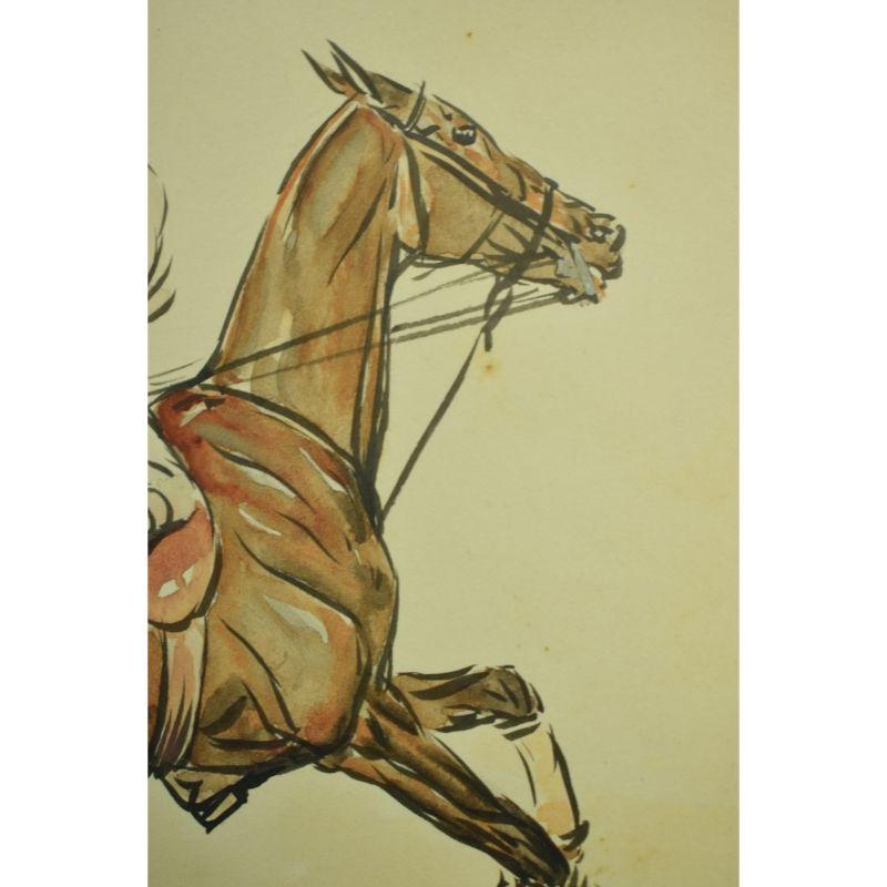 Paul Desmond Brown Two Polo Players Watercolor For Sale 3