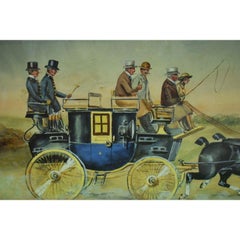 Coaching Acuarela con gouache de H. W. Standing 1930