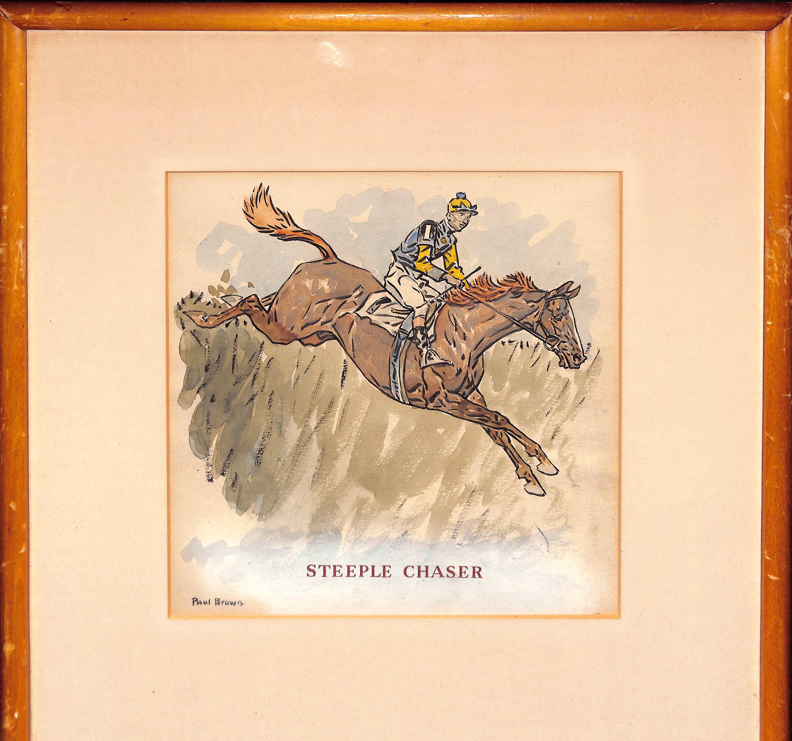 Paul Desmond Brown (1893 – 1958)
Steeple Chaser
Watercolor painting on paper
Signed to the lower left

Art Sz: 8 1/4
