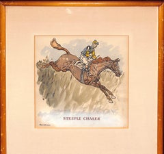 Paul Brown Watercolor Painting "Steeple Chaser"