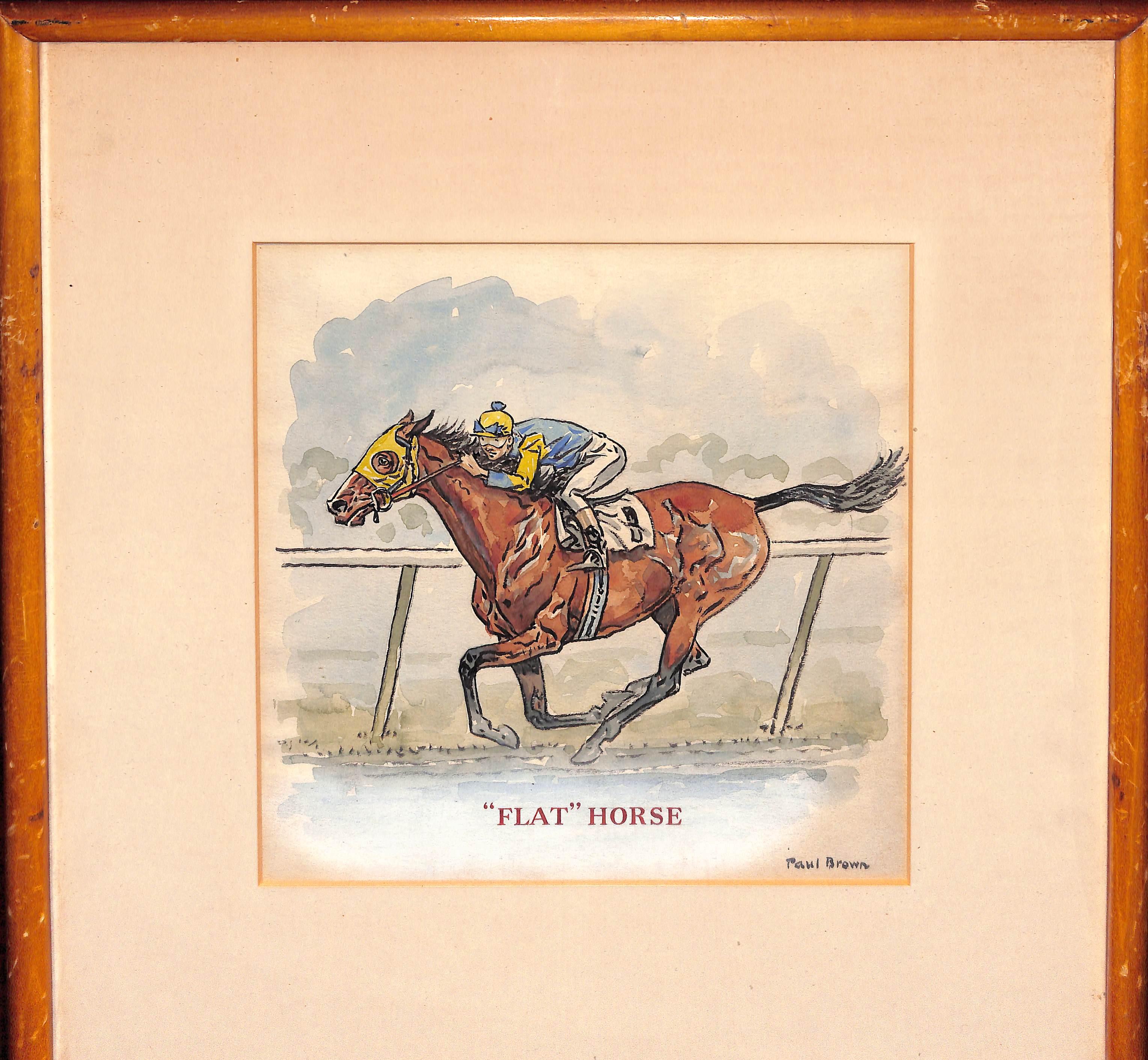 Paul Desmond Brown (American; 1893- 1958)
“Flat” Horse, early 20th century
Watercolor painting on paper
Signed lower right
Matted under glass in a wooden frame

Art Sz: 8 1/4
