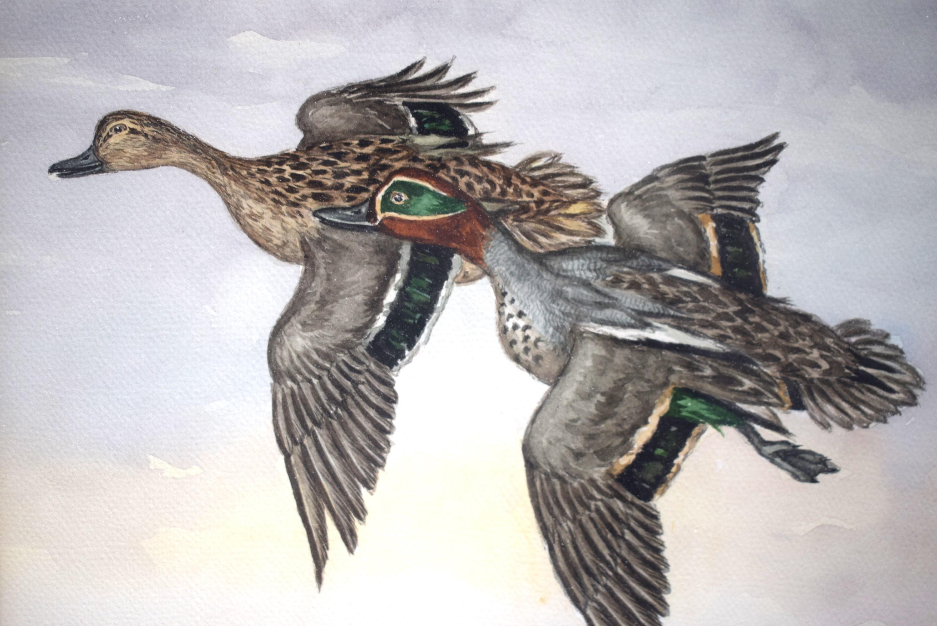 « Two Ducks In Flight Over Marsh » de Jean Herblet Ex- C.Z. Domaine des invités en vente 3