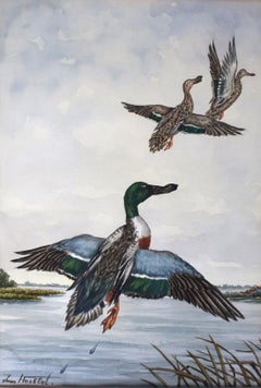 "Three Ducks In Flight Over Marsh" by Jean Herblet Ex- C.Z. Guest Estate