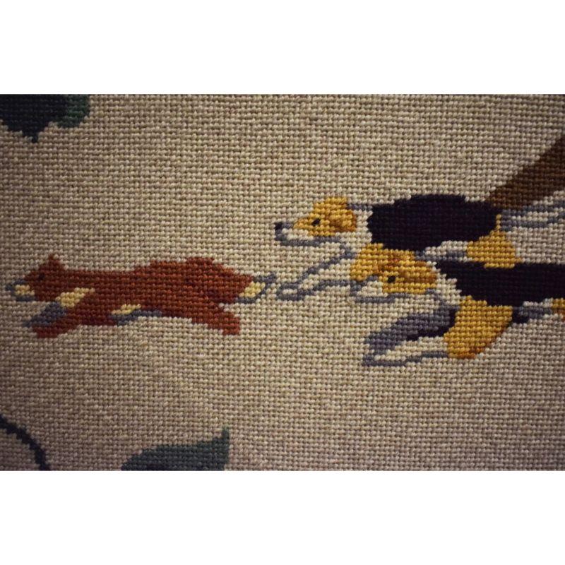 Hand-Needlepoint Fox-Hunt Bench/ Table Signed: MT 98 For Sale 3