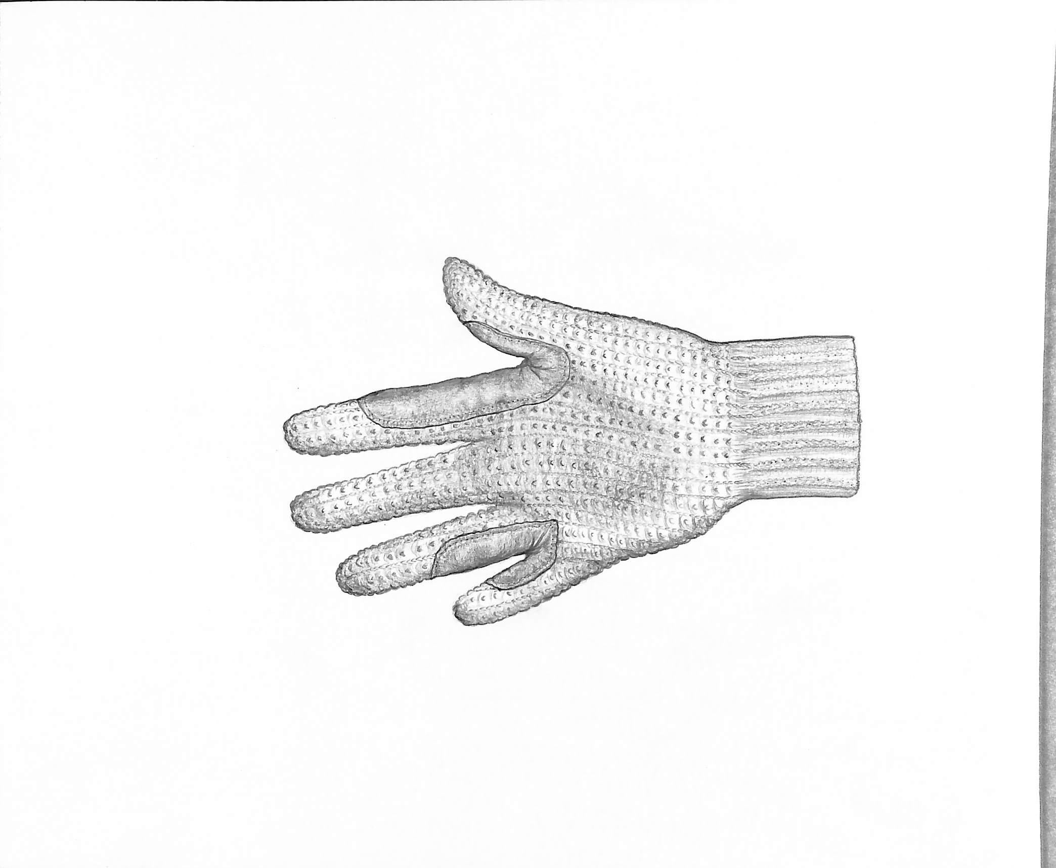 Ladies Cotton Knit/ Leather Reinforced Glove 2000 Graphite Drawing - Art by Unknown