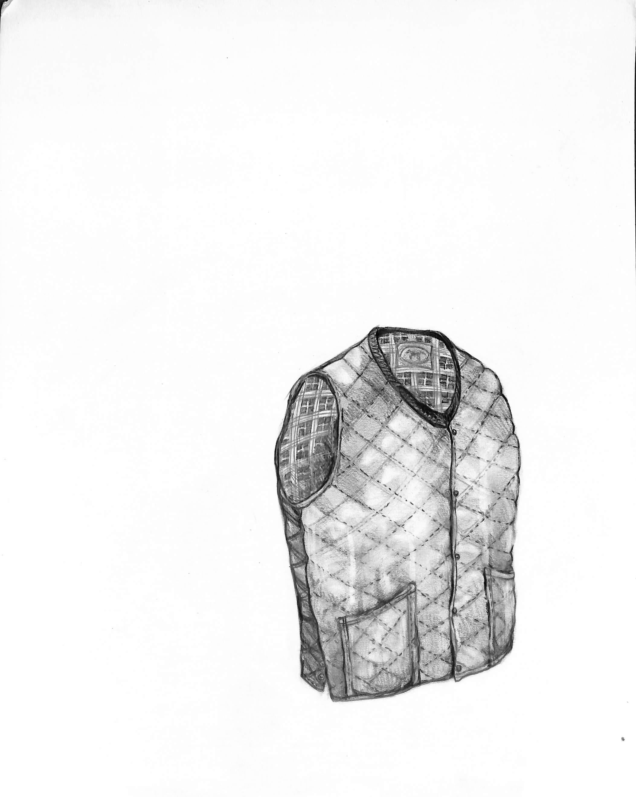 Quilted Hunting Vest Graphite Drawing - Art by Unknown