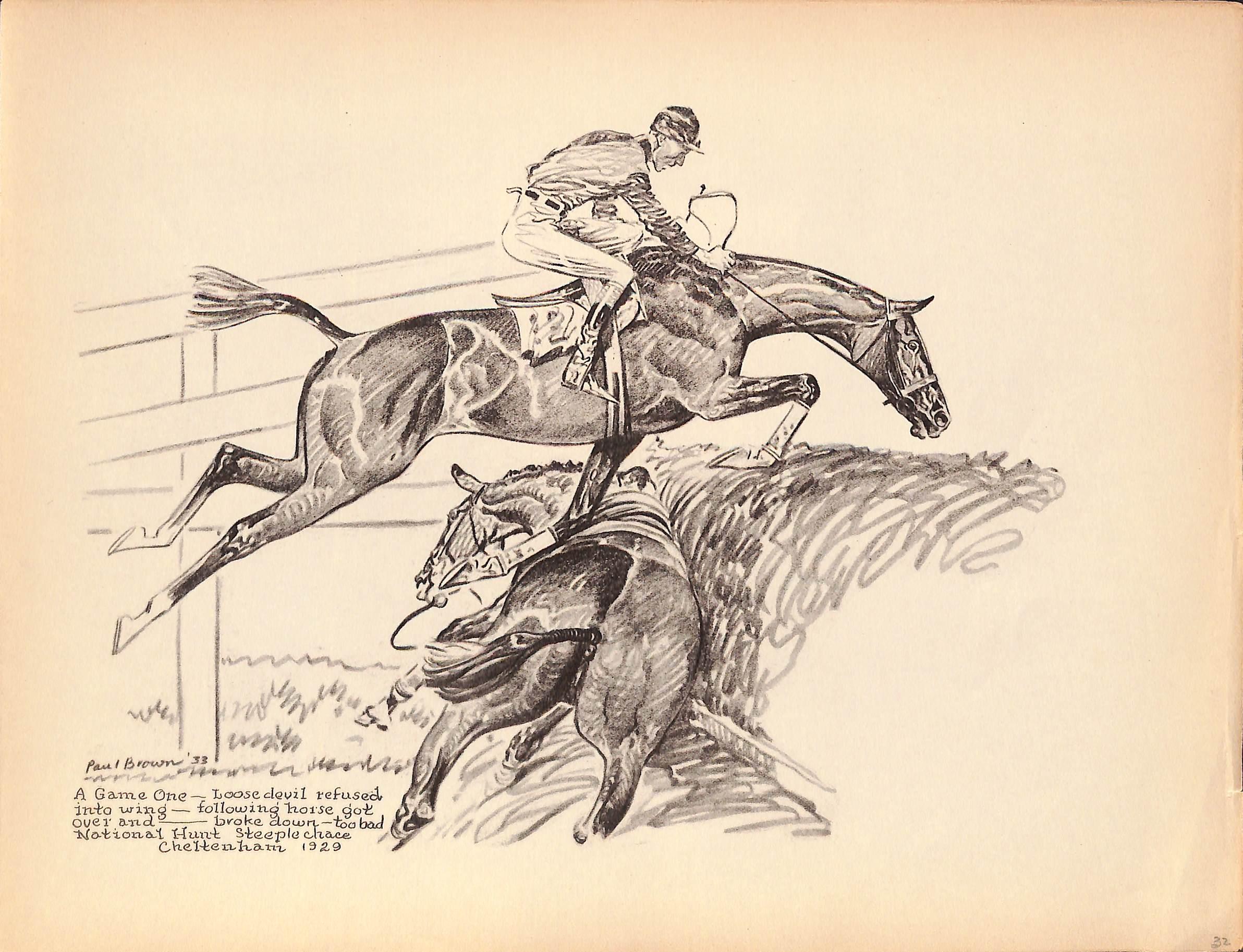 A Game One National Hunt Steeplechase Cheltenham 1929 - Art by Paul Desmond Brown