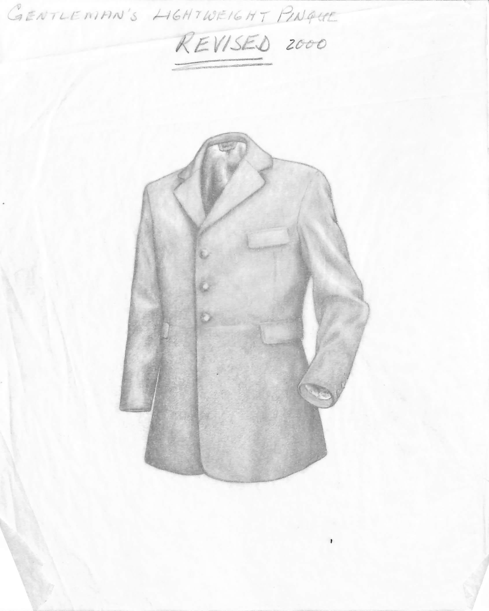 Gentleman's Lt Weight 'Pink' Hunt Coat 2000 Graphite Drawing - Art by Unknown