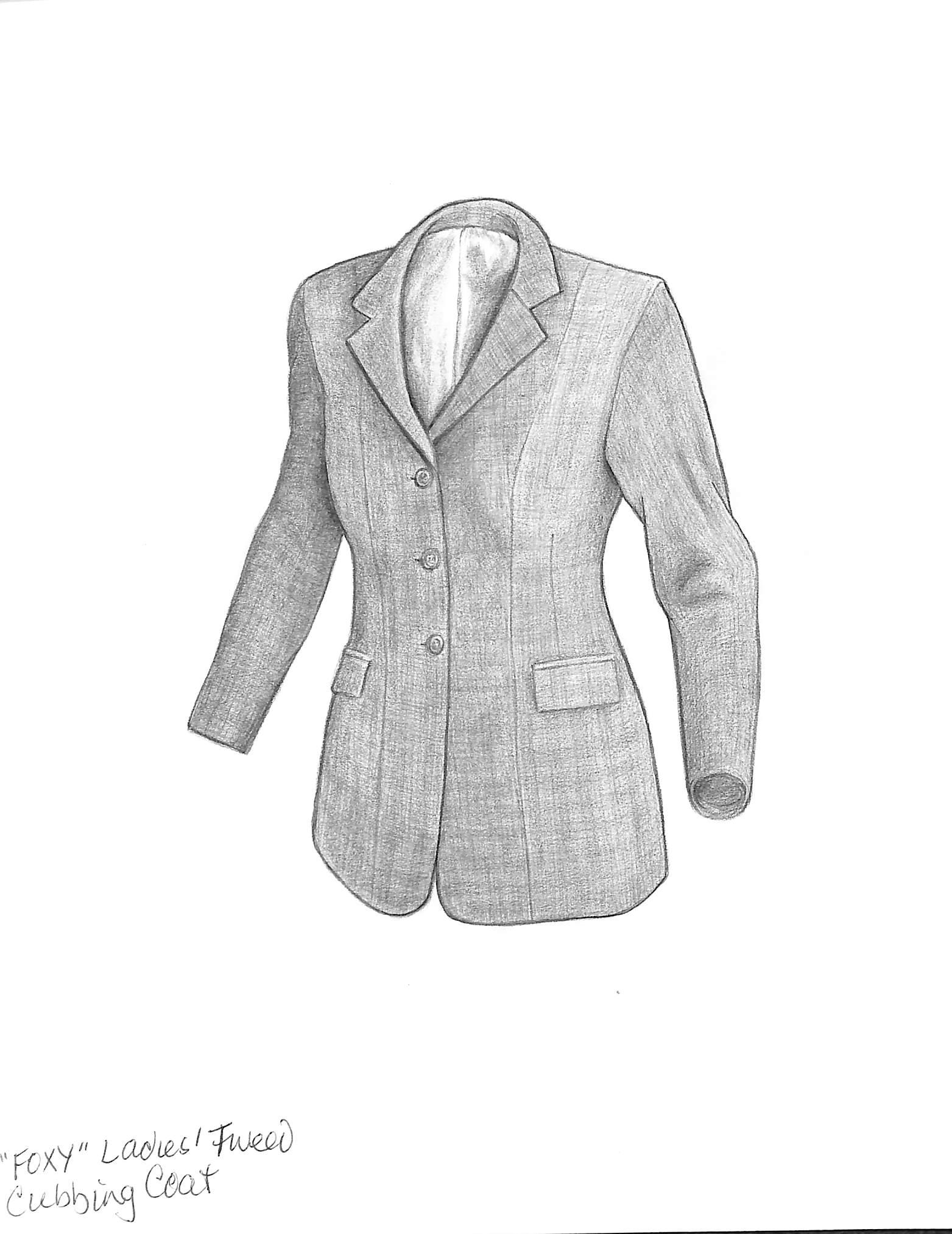 "Foxy" Ladies' Tweed Cubbing Coat 2002 Graphite Drawing - Art by Unknown
