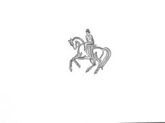 Silver Cut-out Side Saddle Pin Graphite Drawing