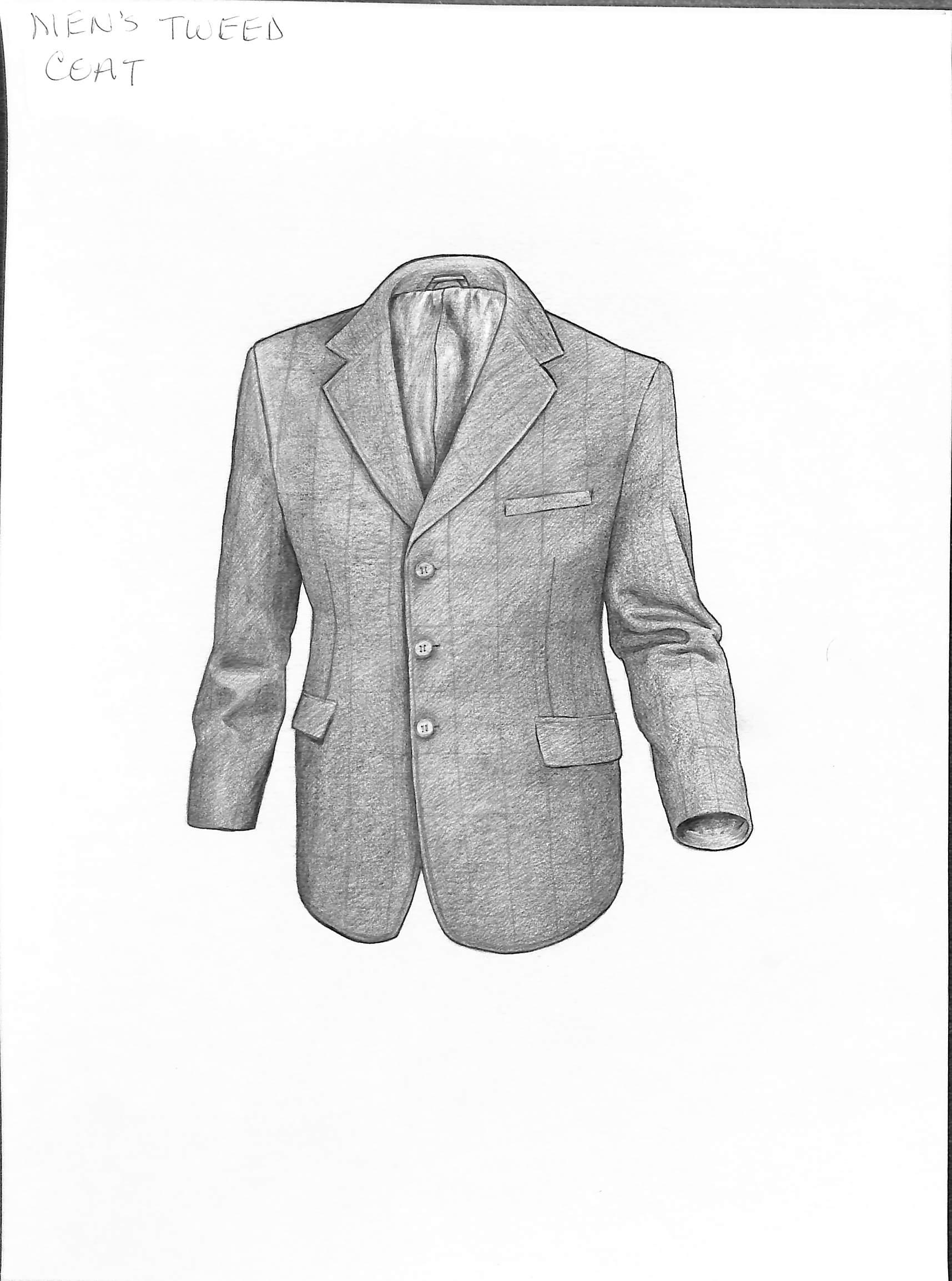 Gentleman's Tweed Coat Graphite Drawing - Art by Unknown