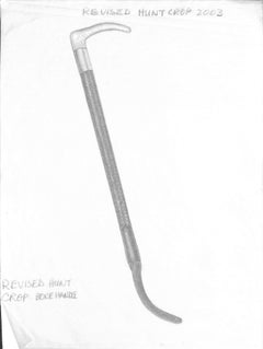 Revised Hunt Crop mit Knochengriff 2003 Graphitzeichnung