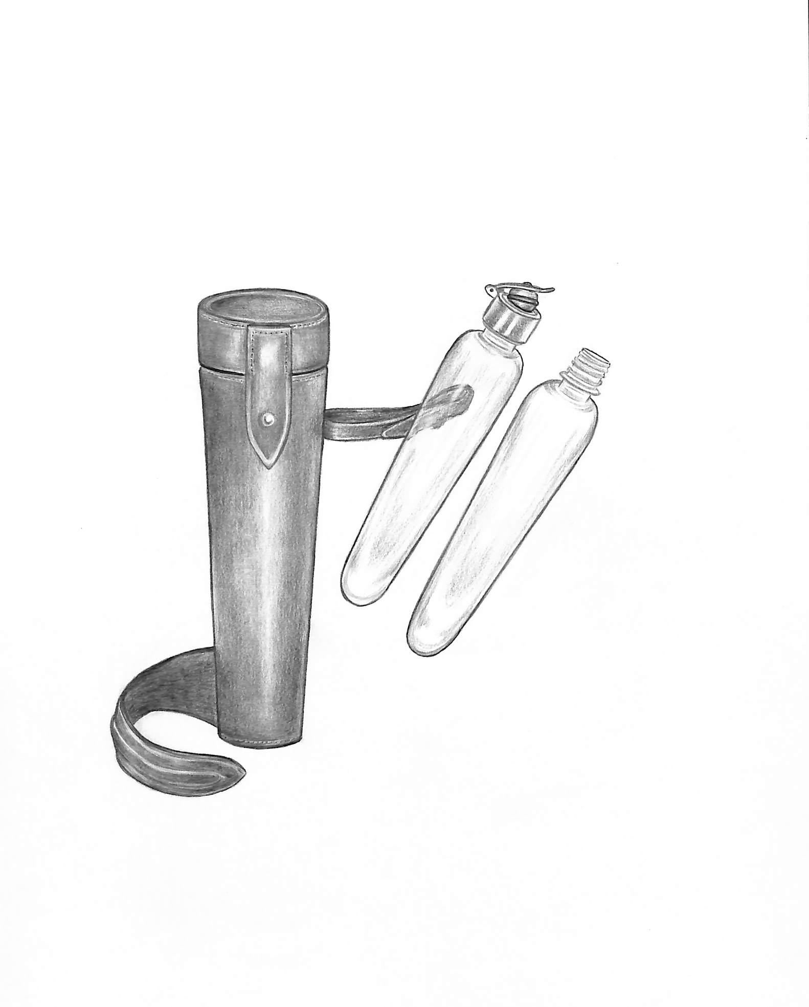 Gentleman's Flask w/ Case Graphite Drawing - Art by Unknown