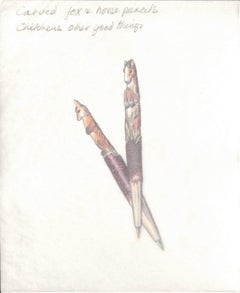 Carved Fox & Horse Pencils Graphite Drawing