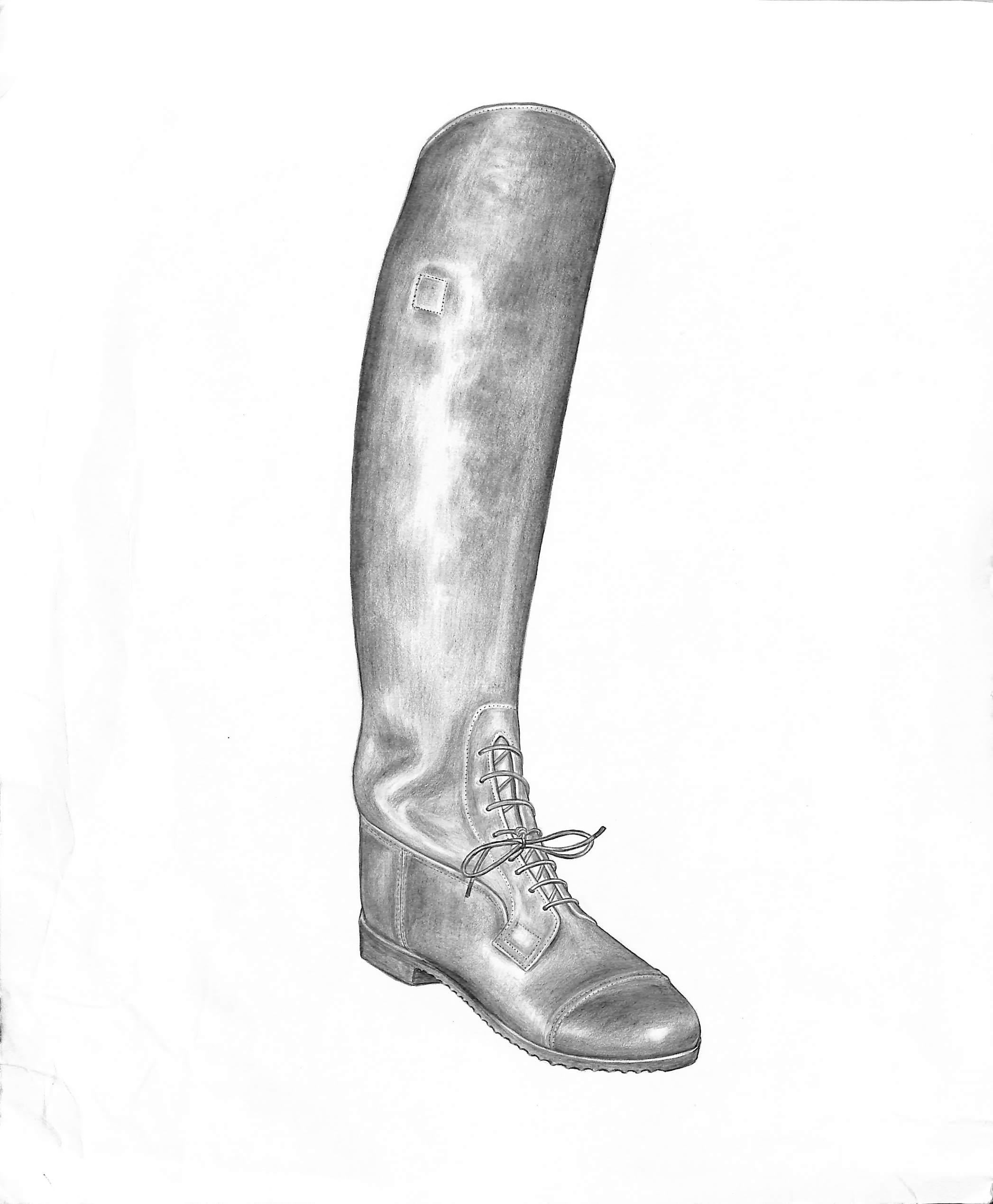 Semi-Custom Field Boot Graphite Drawing - Art by Unknown