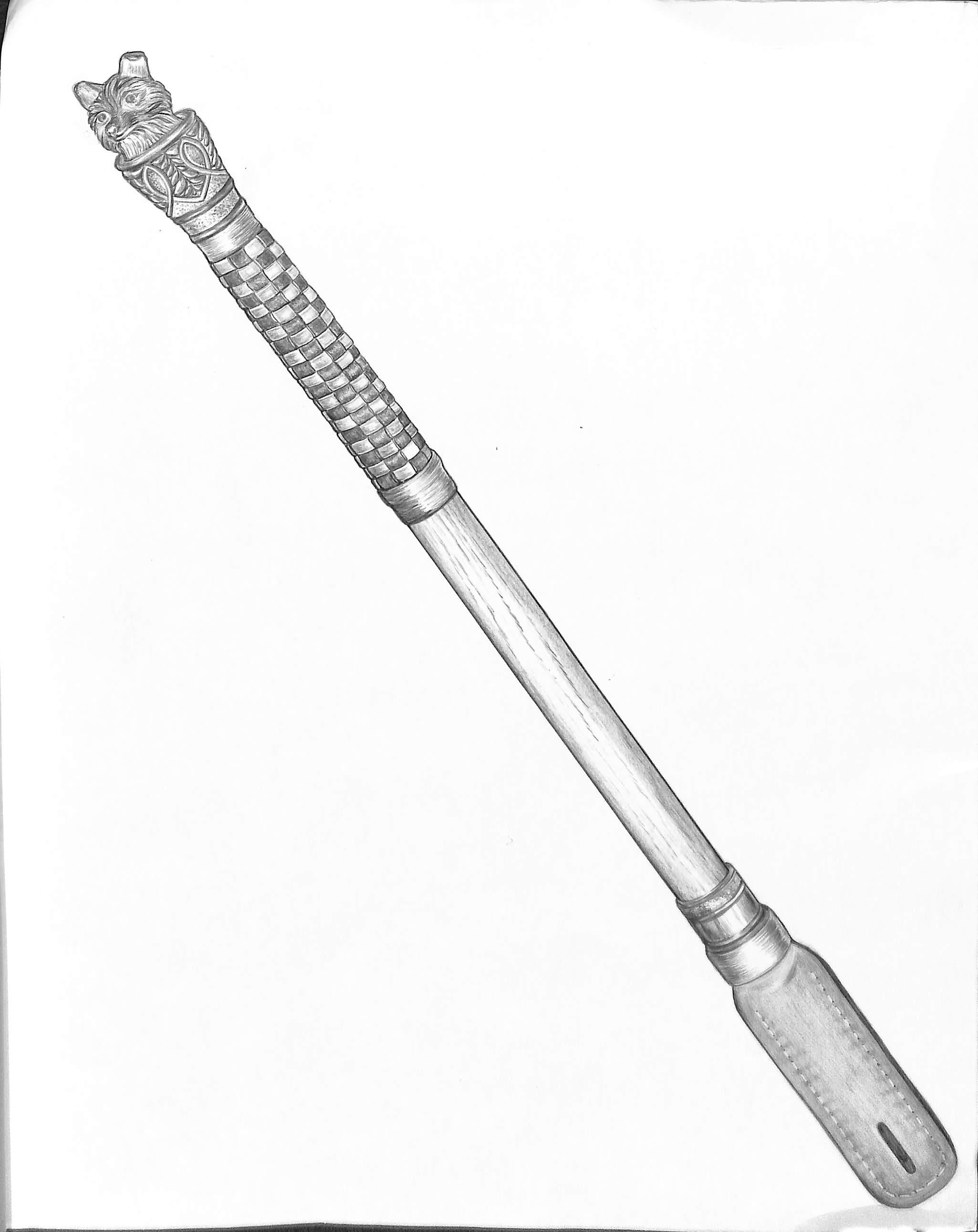 Fox-Head Riding Crop Graphite Drawing - Art by Unknown
