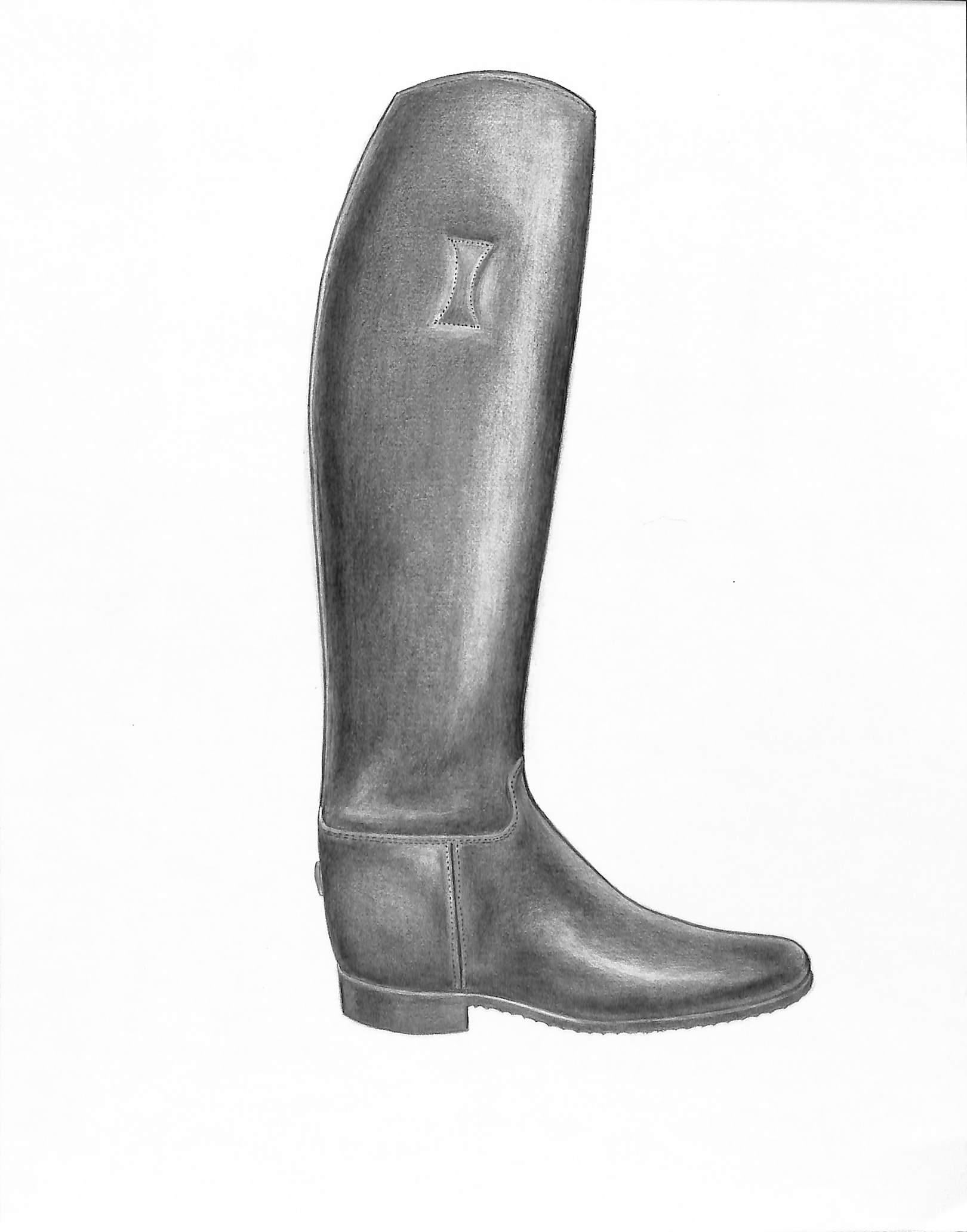 Semi-Custom Dress Boot Graphite Drawing - Art by Unknown