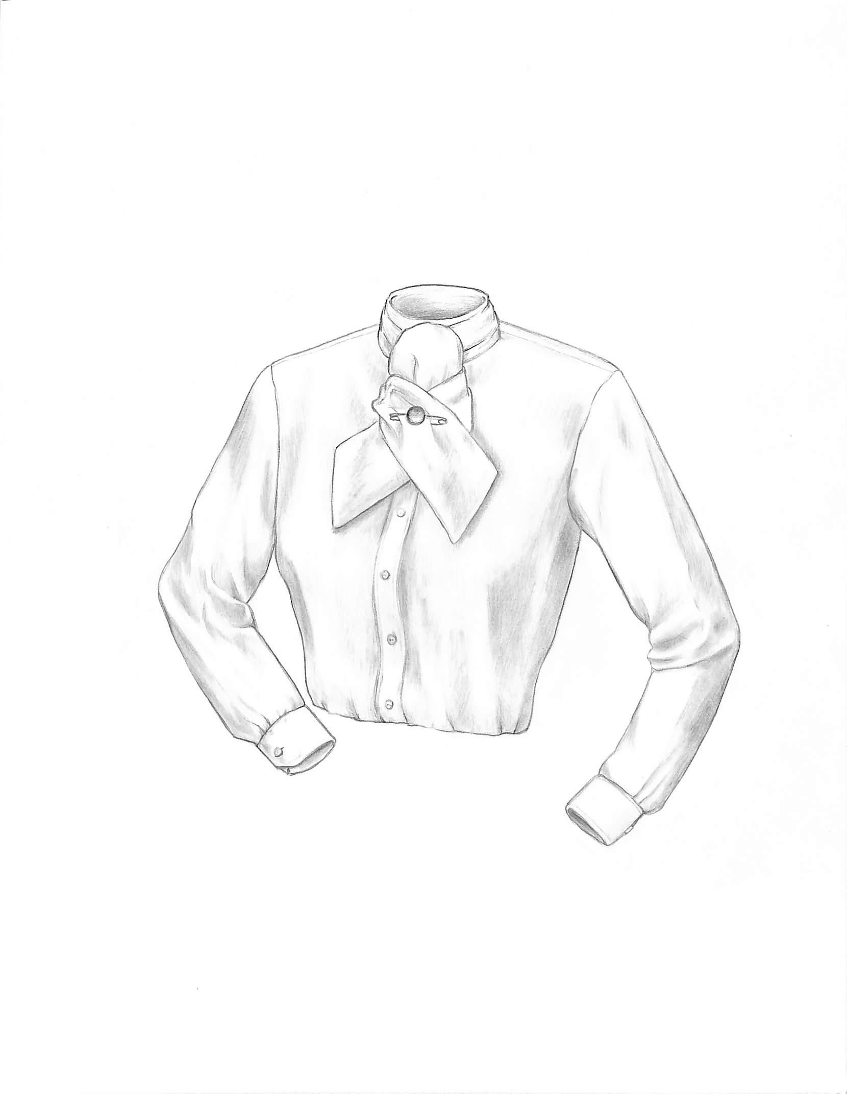 New Cotton Pique Hunt Shirt w/ Tie Graphite Drawing - Art by Unknown