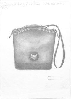 Bucket Bag w/ Fox Trim Graphite Drawing