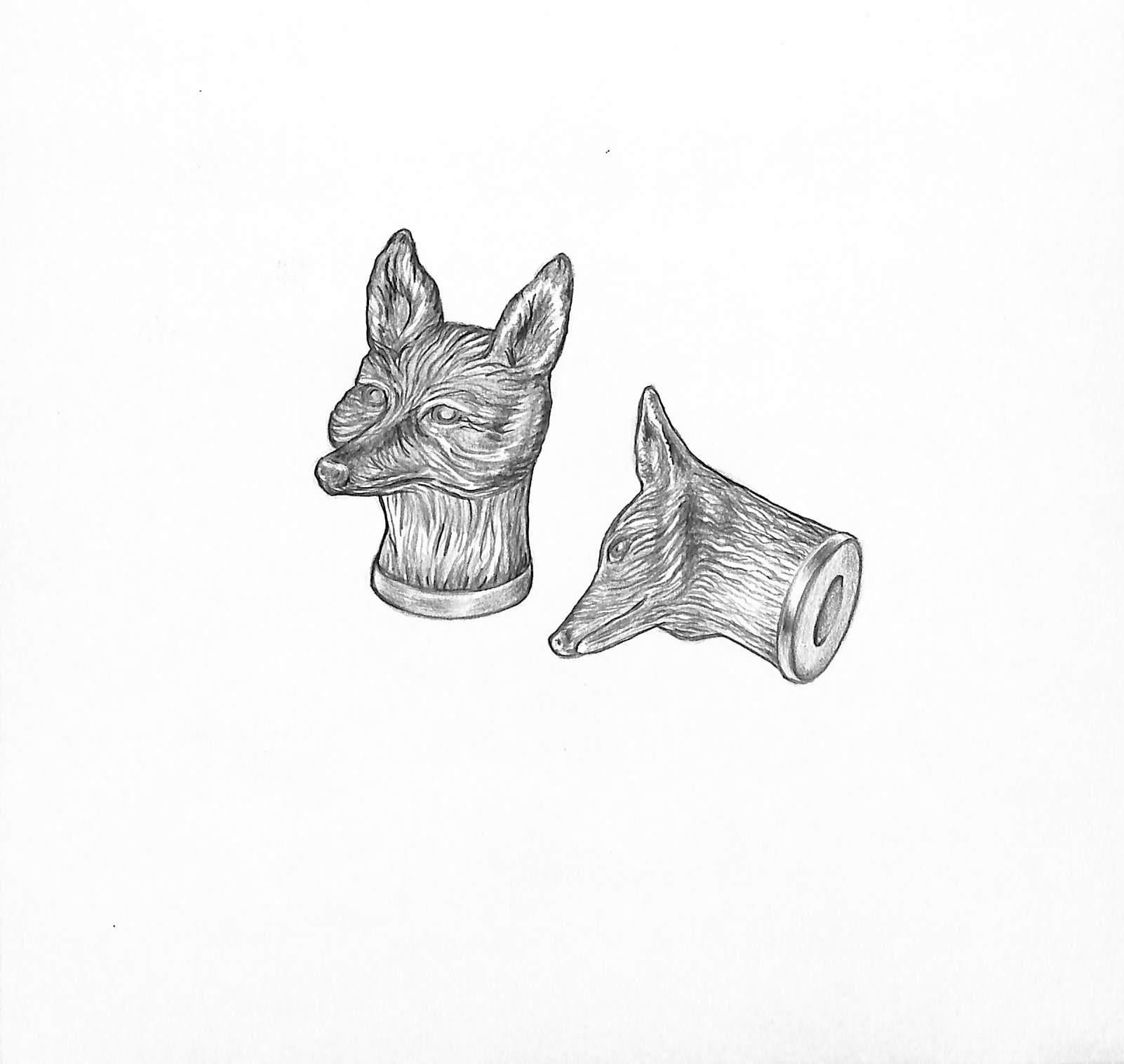 Fox-Head Bottle Openers Graphite Drawing - Art by Unknown