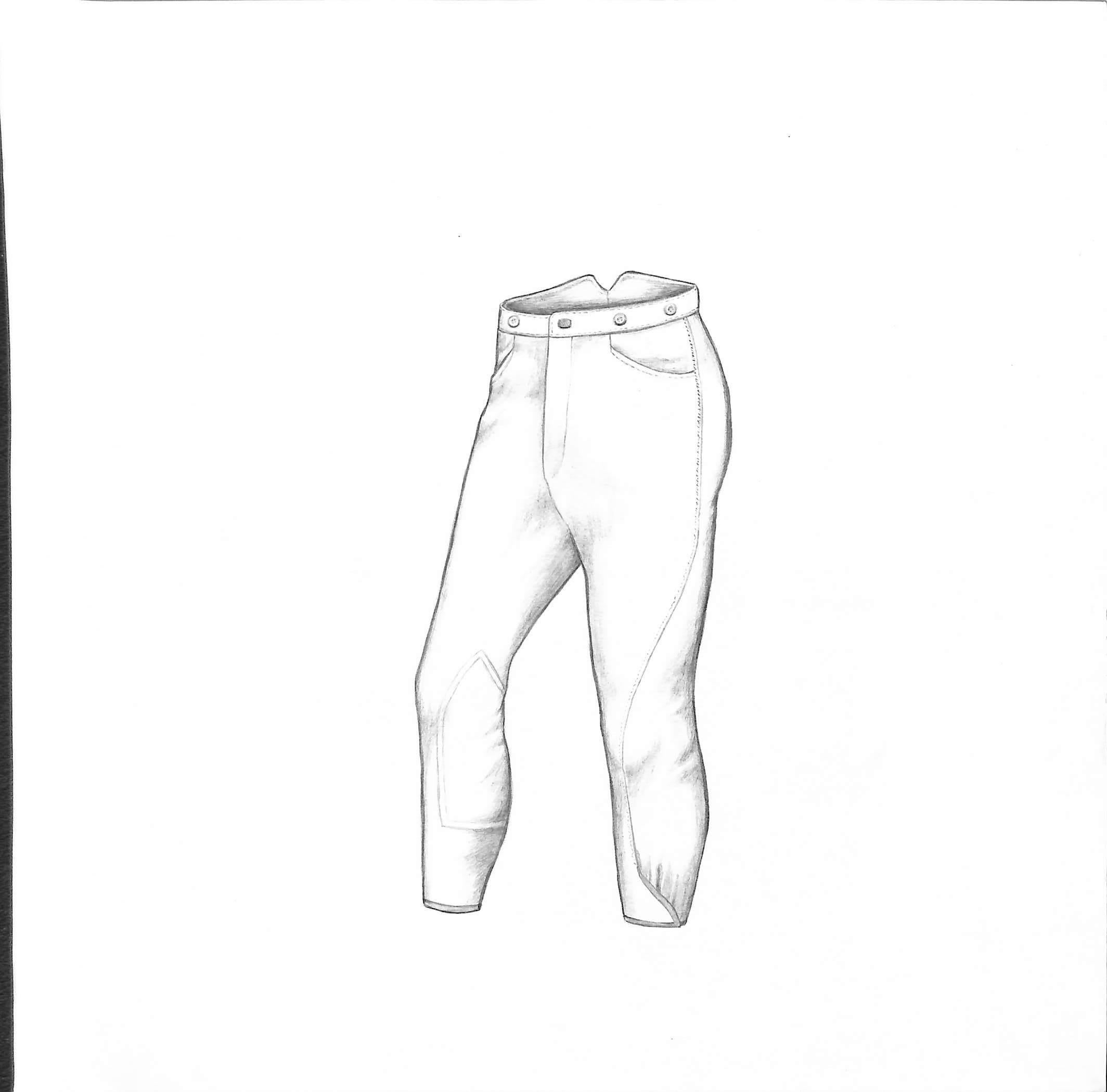 Gents Fleece Lined Hunt Britches Graphite Drawing - Art by Unknown
