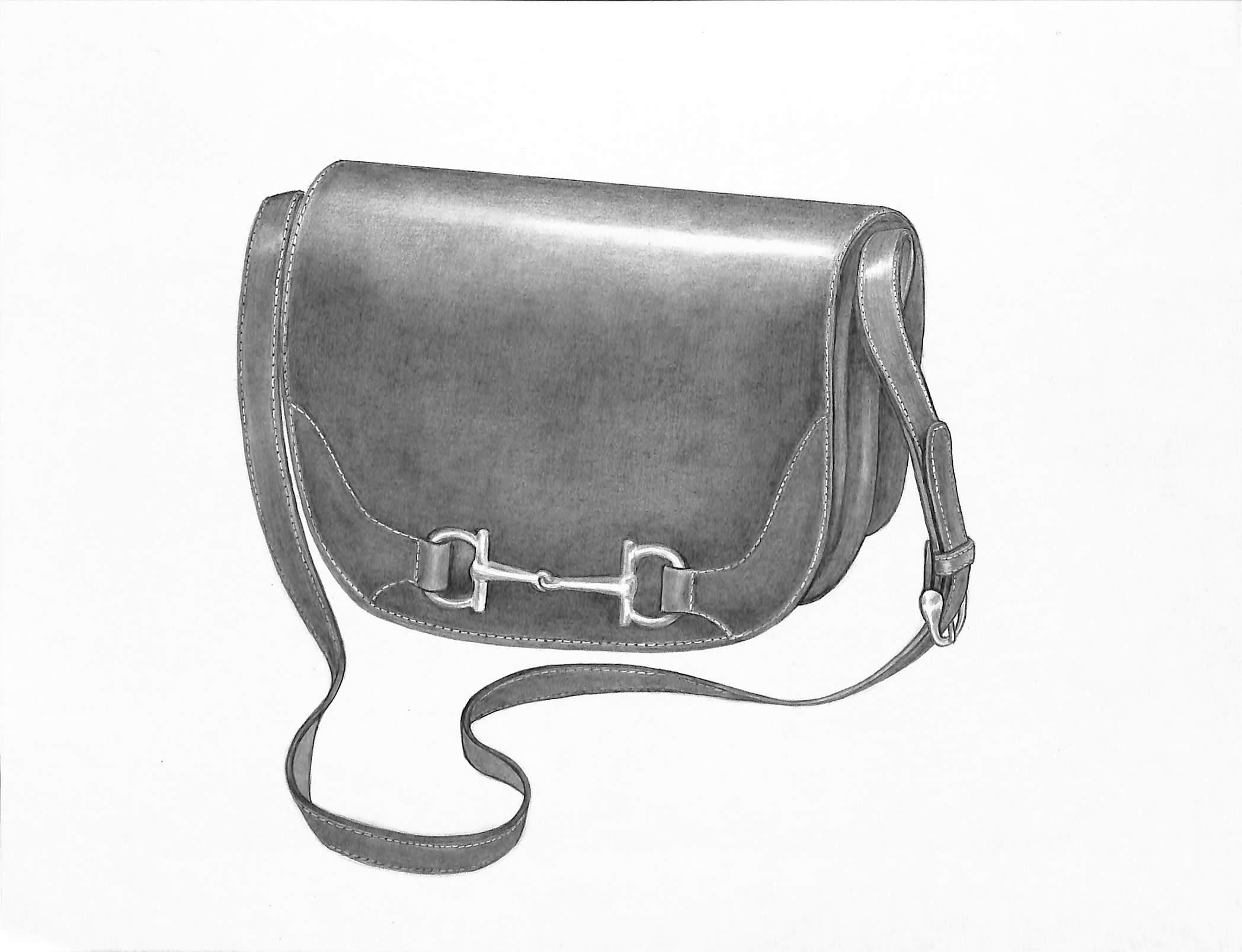 Shoulder Bag w/ Bit Graphite Drawing
