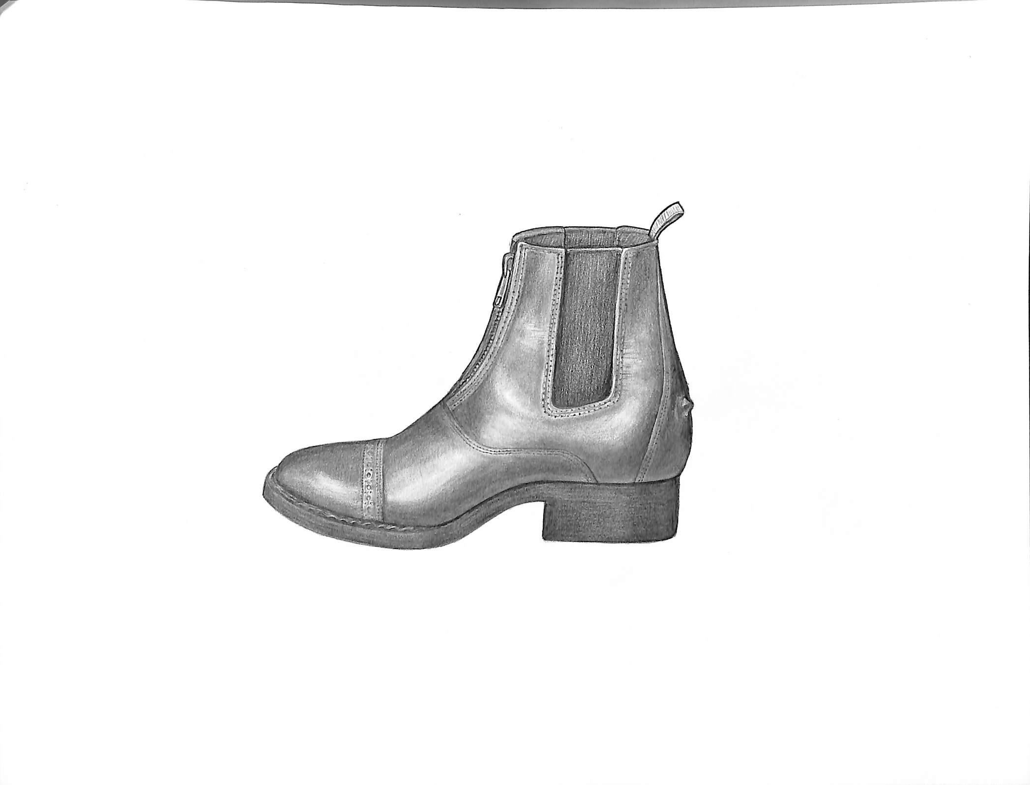 Smoky Mountains Zipper Boot Graphite Drawing - Art by Unknown