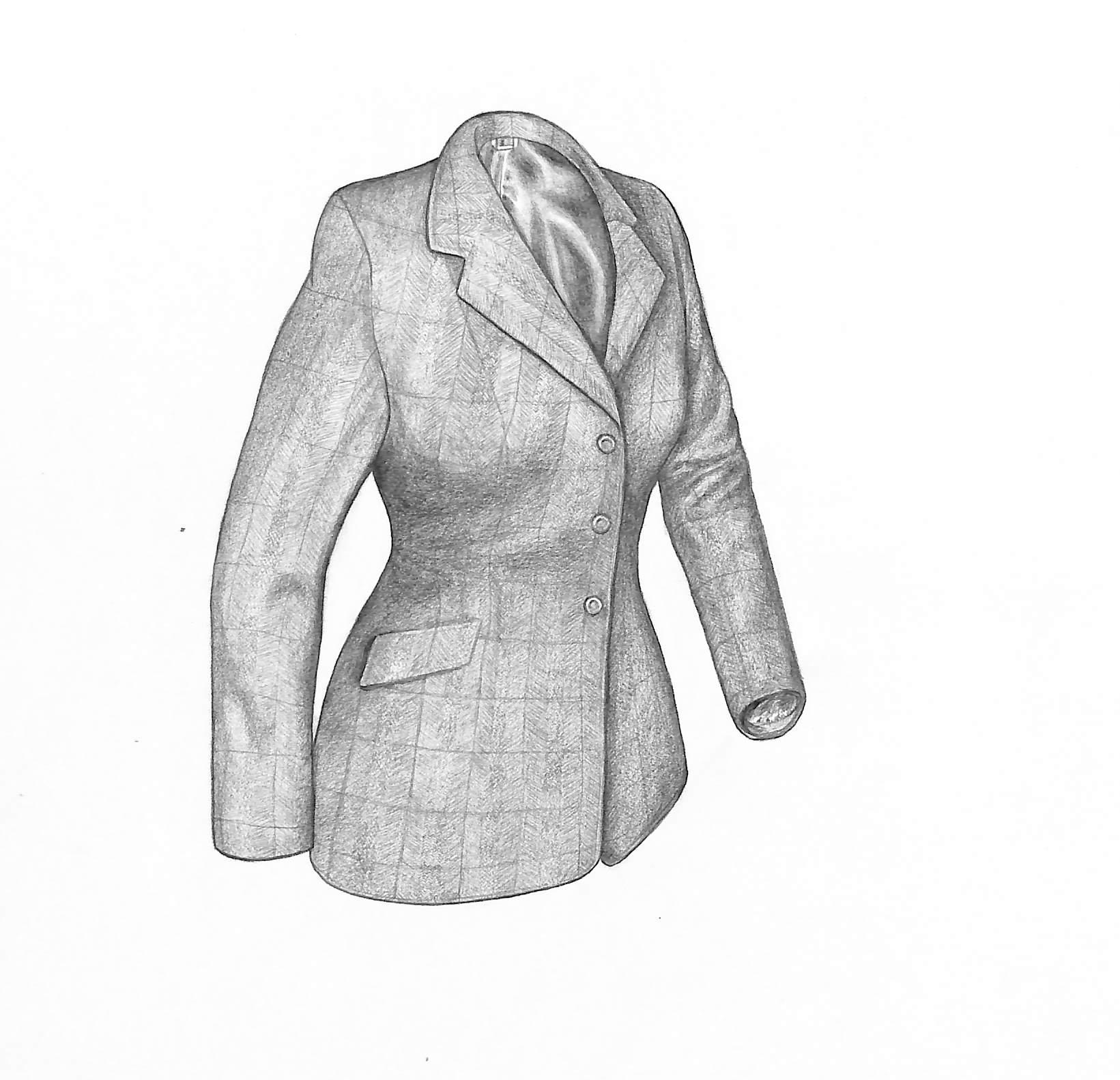 Ladies Tweed Jacket Graphite Drawing - Art by Unknown