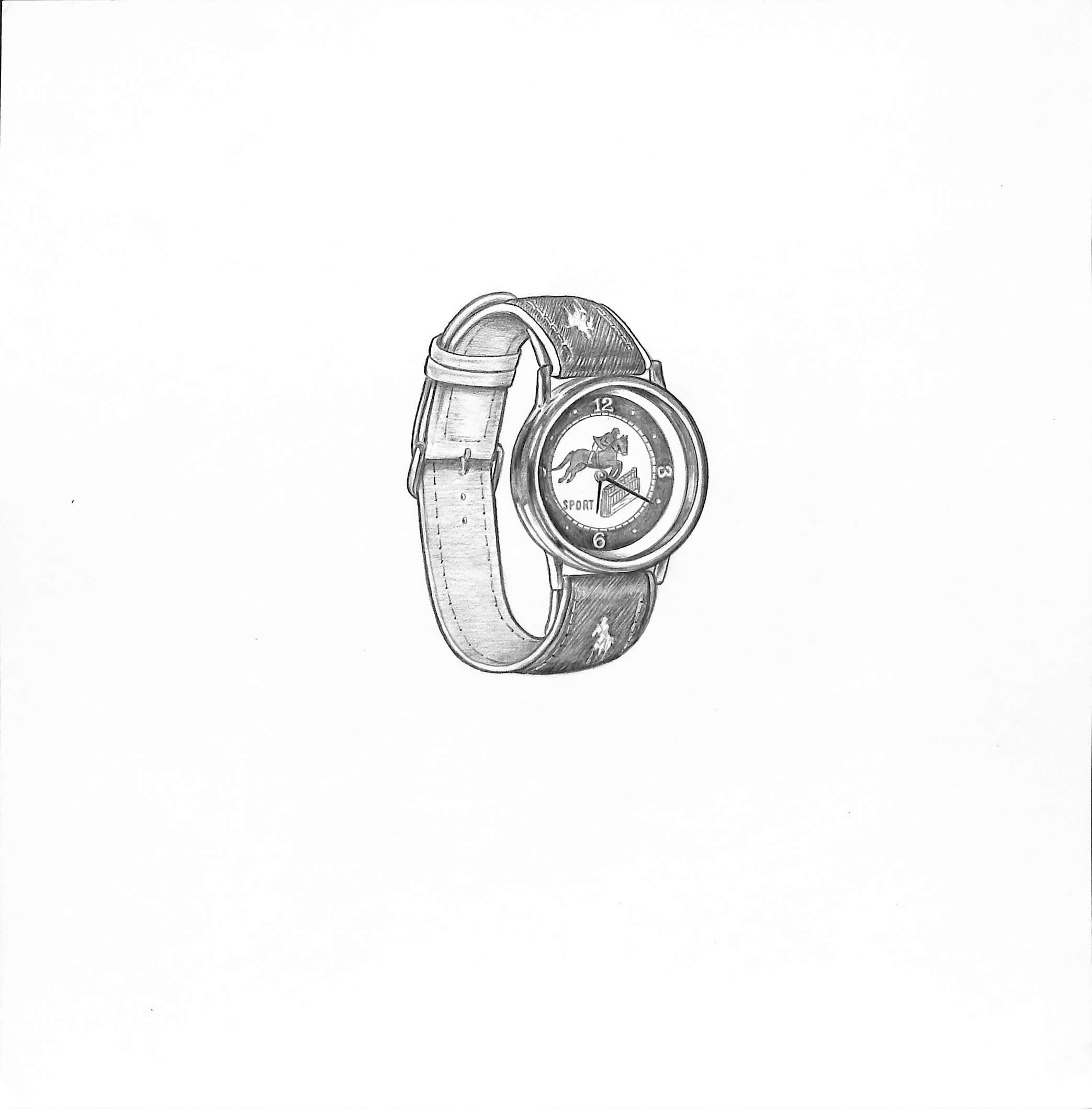 Show Jumper Wristwatch Graphite Drawing - Art by Unknown