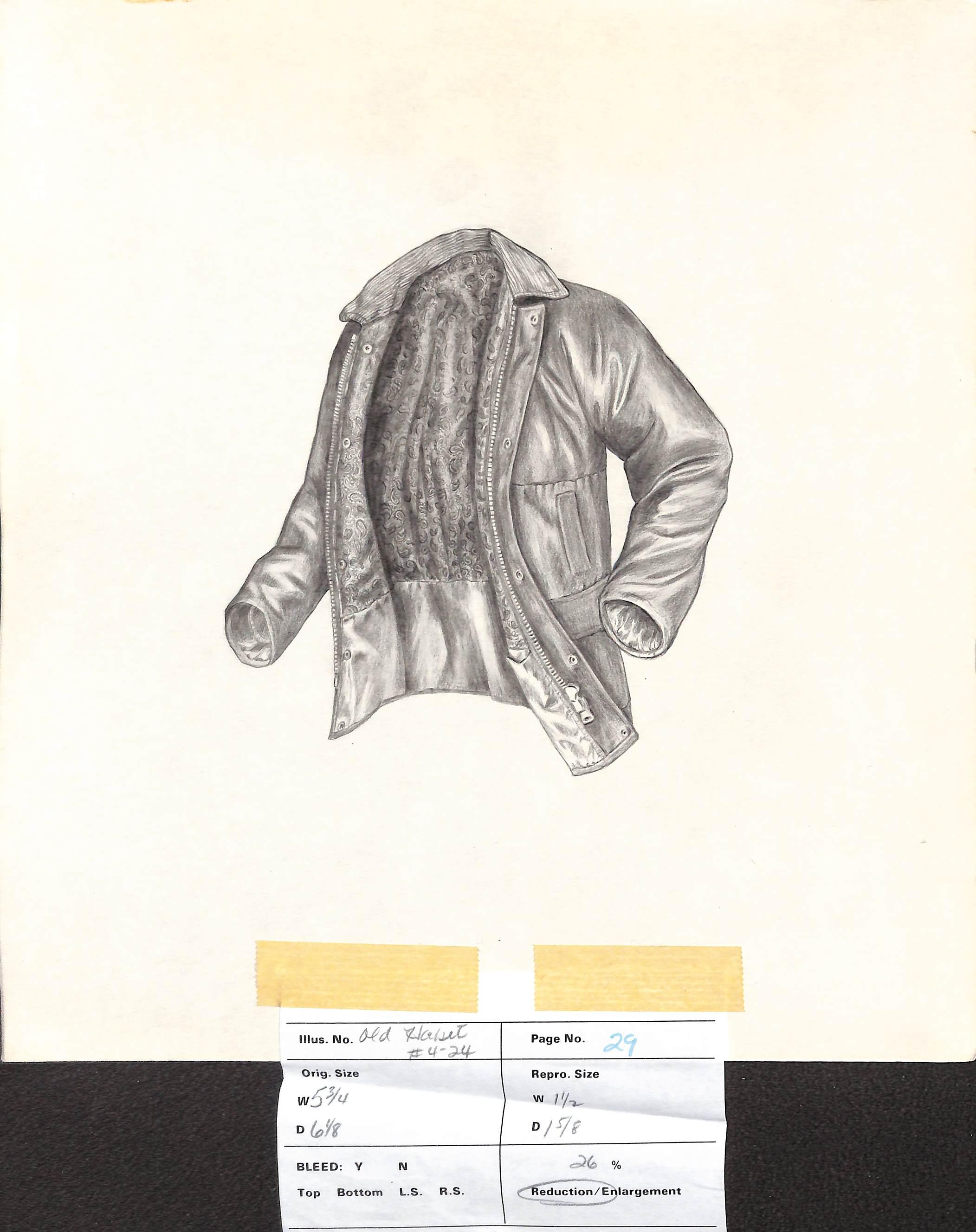 Cumbria Field Coat Graphite Drawing - Art by Unknown