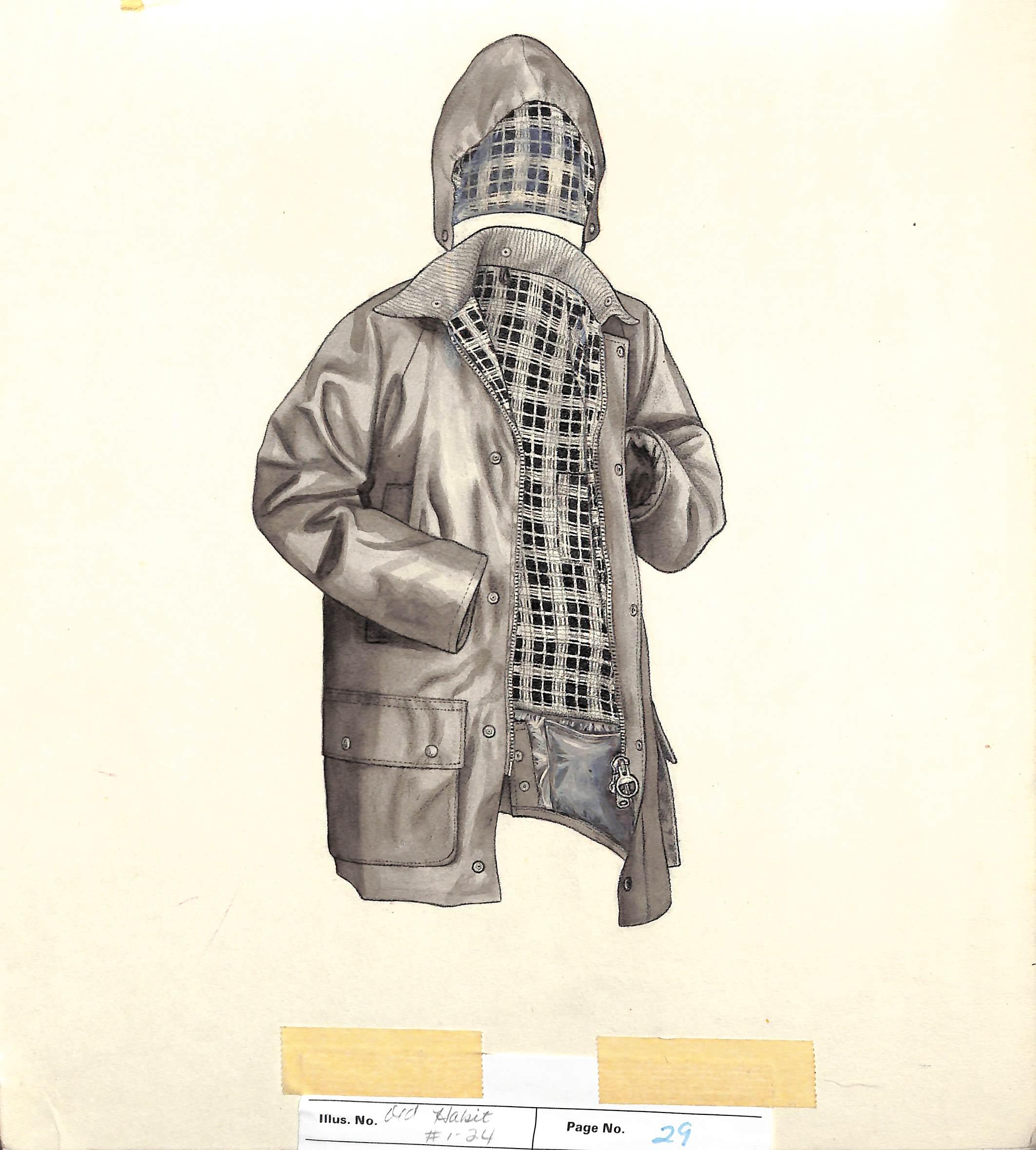 Weather Beater Field Coat Graphite Drawing - Art by Unknown