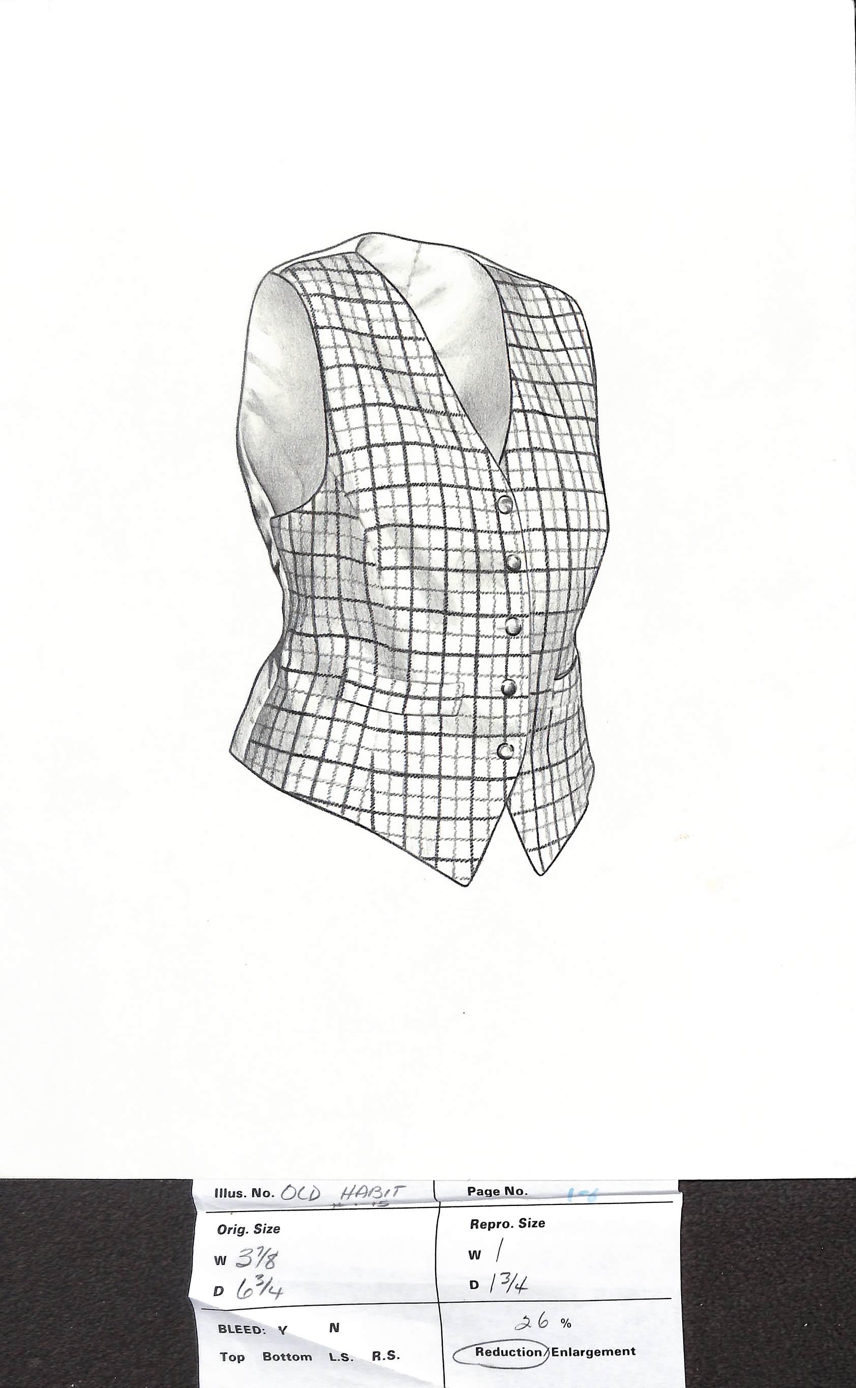 Ladies Tattersall Vest Graphite Drawing - Art by Unknown