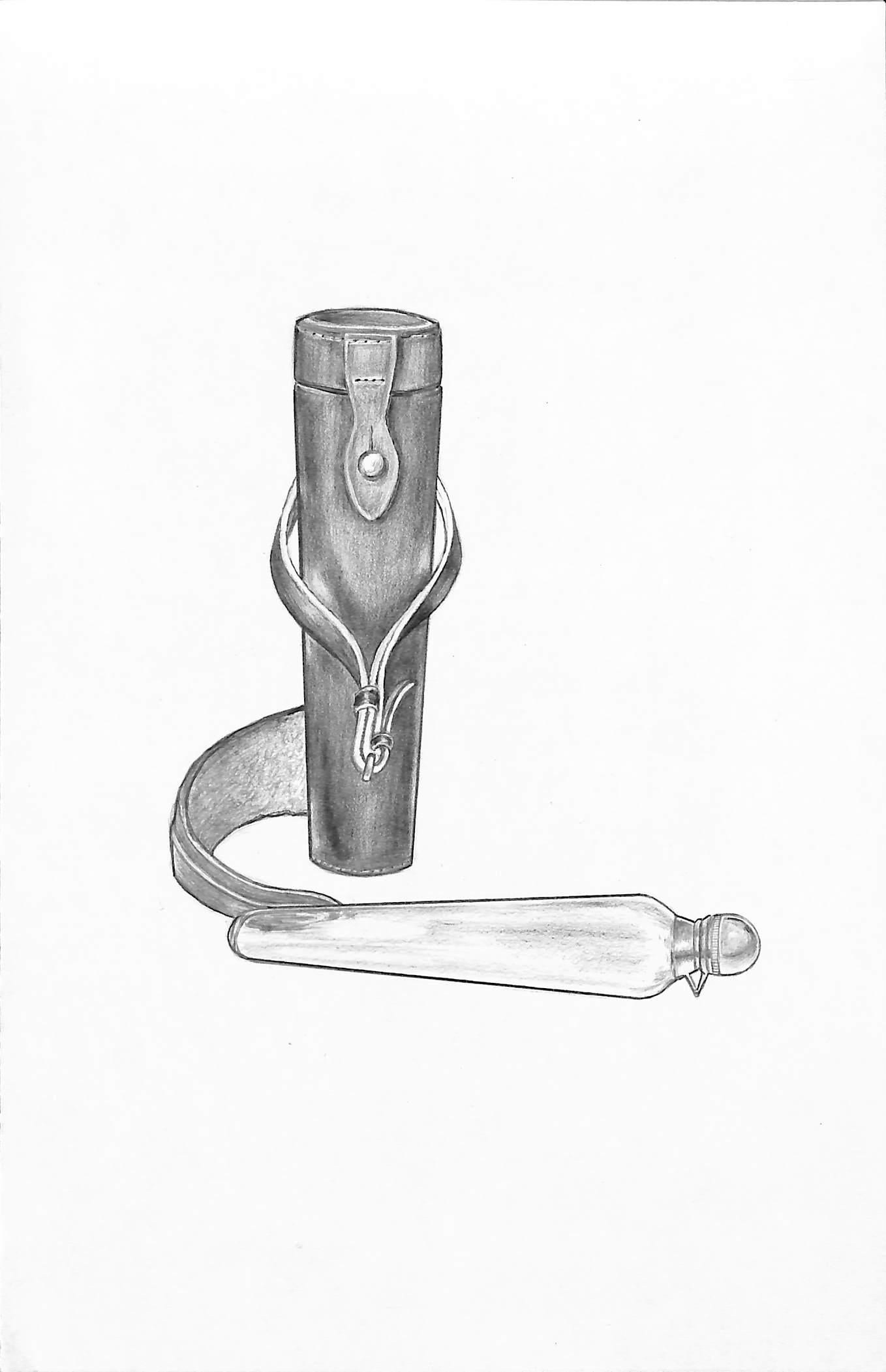 Gentlemen's Flask Graphite Drawing - Art by Unknown