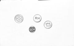 Used Set x 4 Fox-Hunt Club Buttons Graphite Drawing