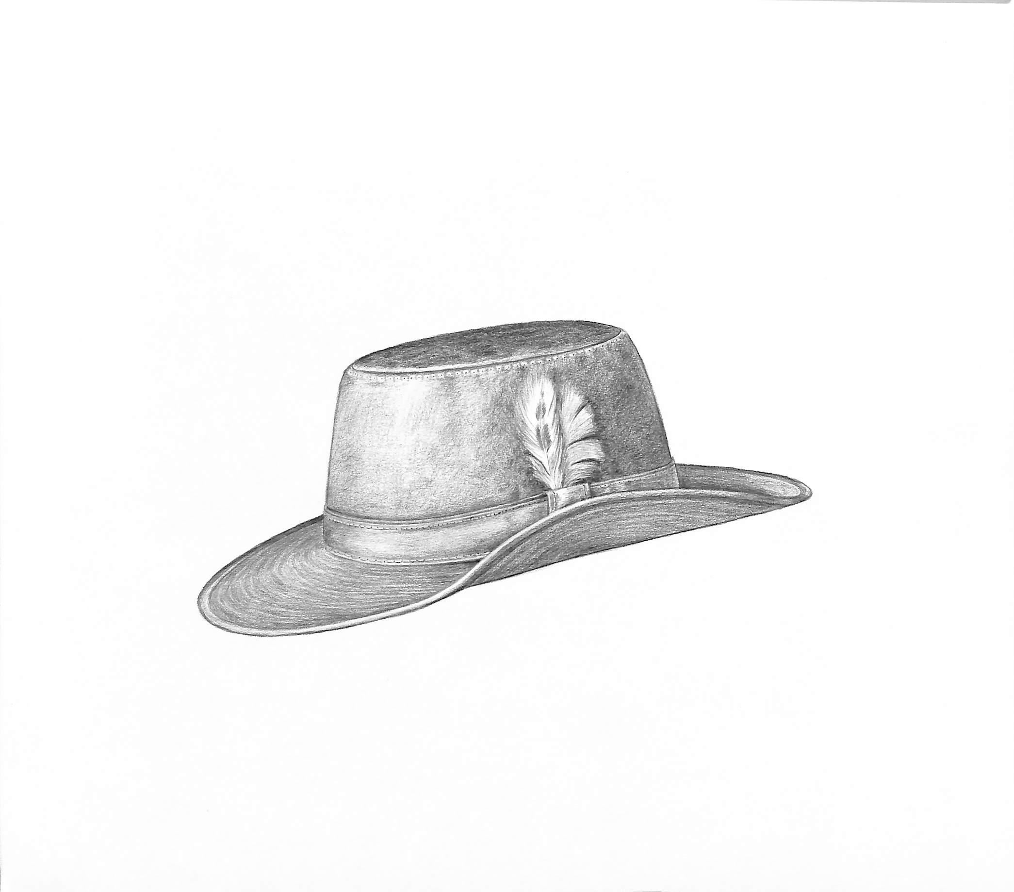 Wide Brim Wax Cotton Hat Graphite Drawing - Art by Unknown