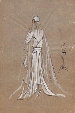 Lanvin von Paris, ca. 1920er Jahre, Original-Modeillustration in Gouache
