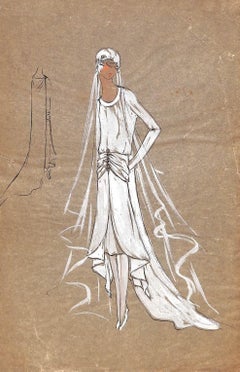 Lanvin of Paris c1920s Original Fashion Illustration in Gouache