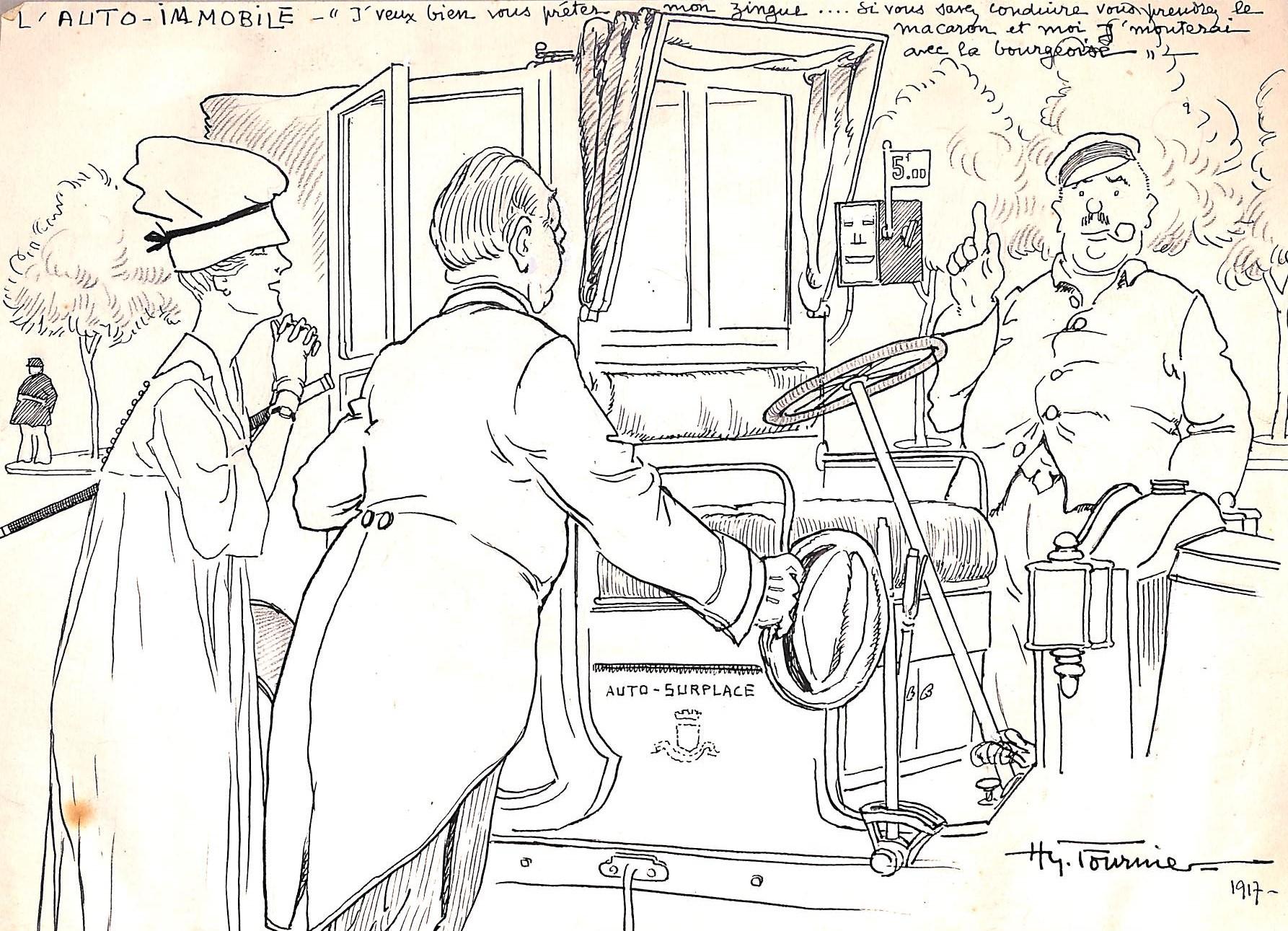 Original Pencil Sketch "Un Decide" 1917 - Art by Hy Fournier