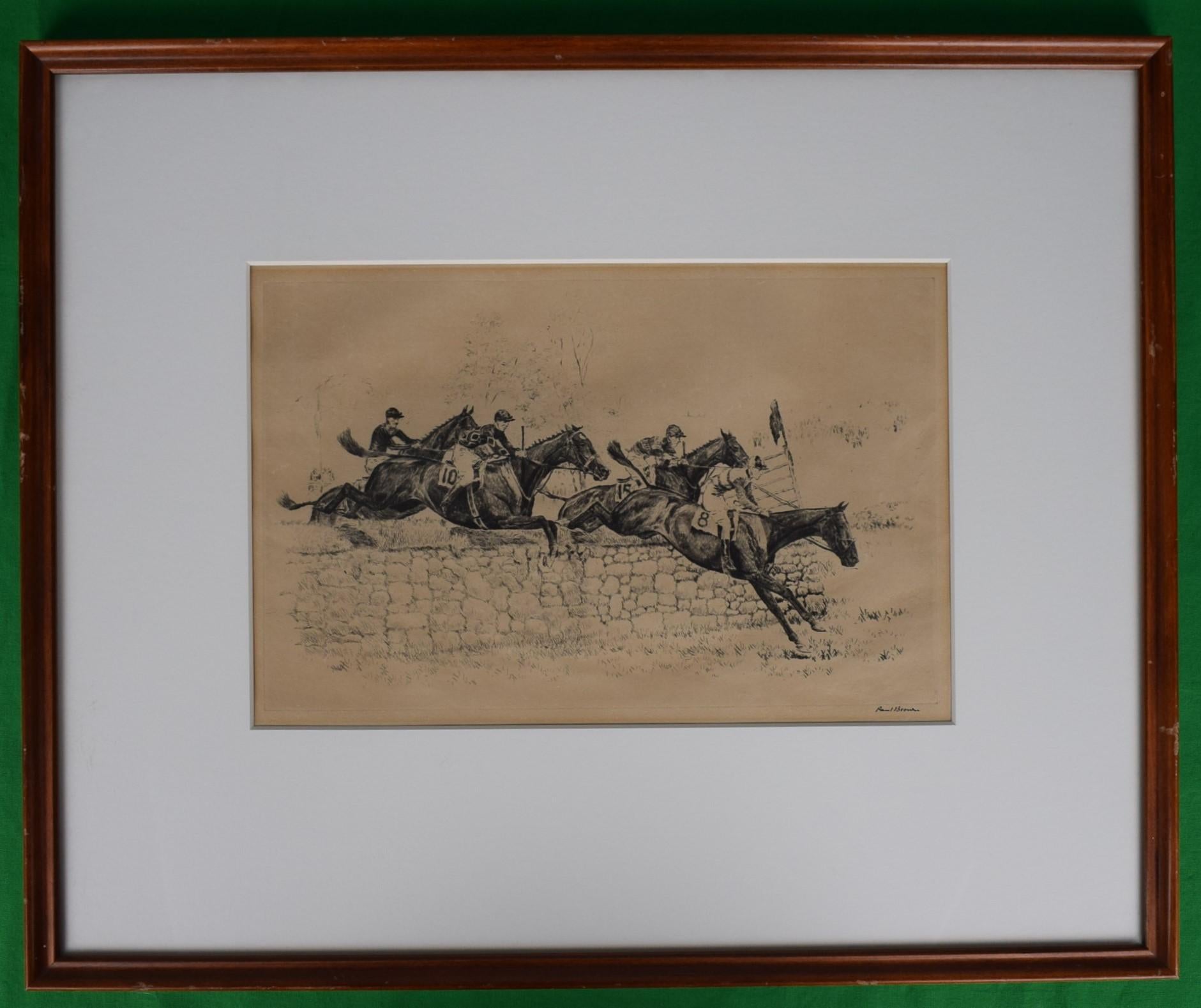 Paul Brown Meadow Brook Steeple Chase At Ambrose Clark Estate Drypoint  For Sale 2