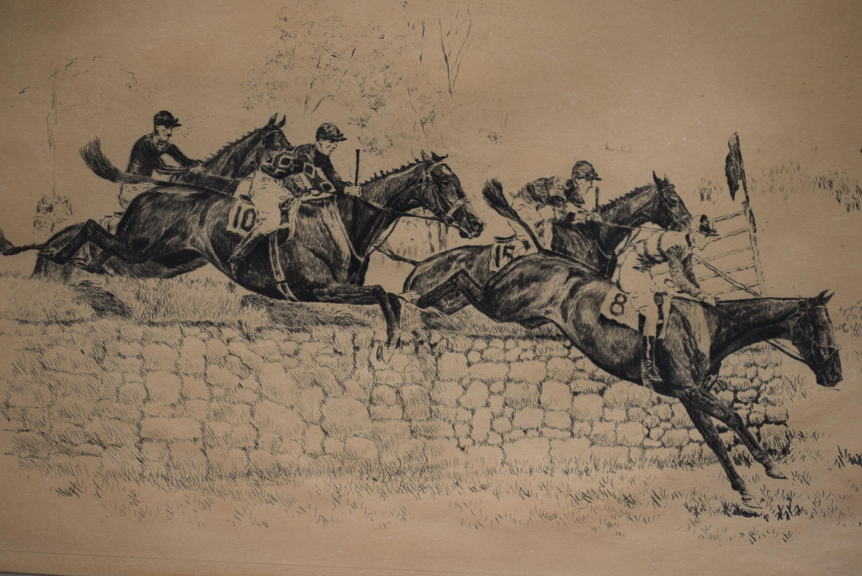 Paul Brown Meadow Brook Steeple Chase At Ambrose Clark Estate Drypoint  For Sale 3