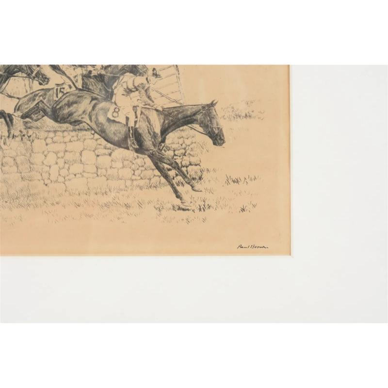 Paul Brown Meadow Brook Steeple Chase At Ambrose Clark Estate Drypoint  For Sale 1