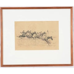 Vintage Paul Brown Meadow Brook Steeple Chase At Ambrose Clark Estate Drypoint 