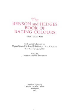 "El libro de colores de carreras de Benson & Hedges" 1973