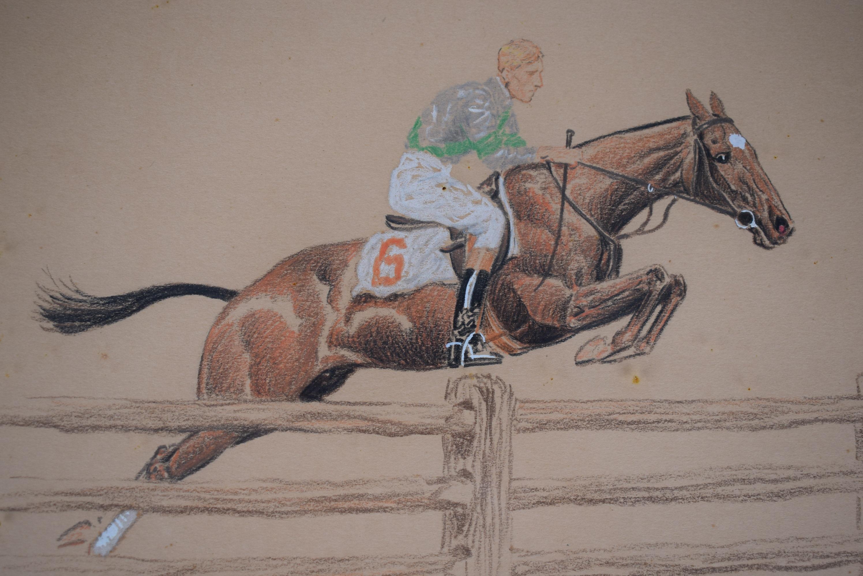 Fred Thomas Up 1924, dessin technique mixte Pastel de Paul Brown en vente 2