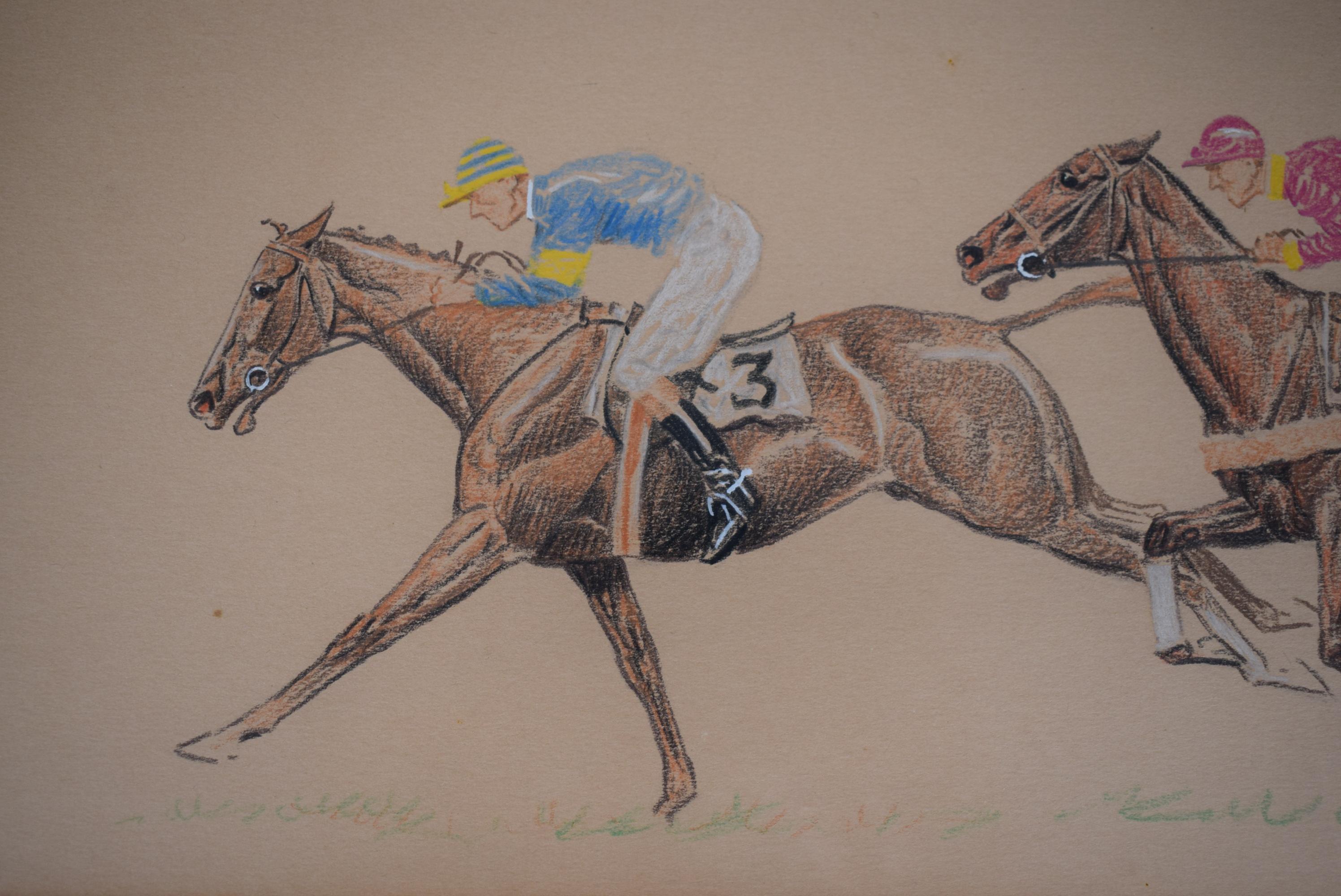 Finish West Hills Plate Winner-Alligator 1928 Pastel Drawing by Paul Brown For Sale 3