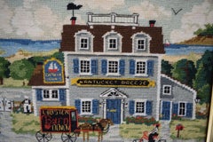 Hand-Needlepoint Nantucket Breeze Coastal Scene Finished Panel