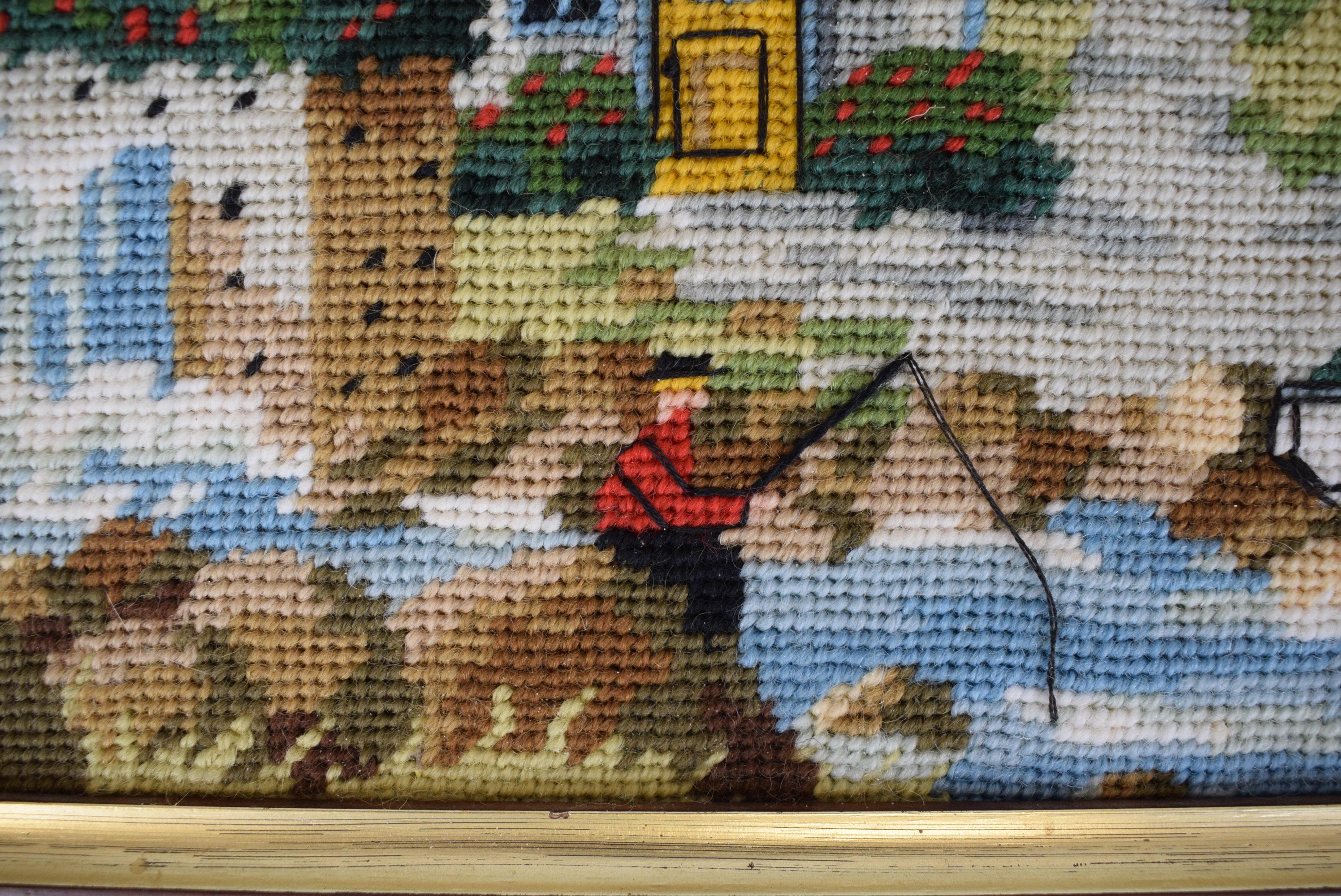 Hand-Needlepoint Nantucket Breeze Coastal Scene Finished Panel For Sale 3