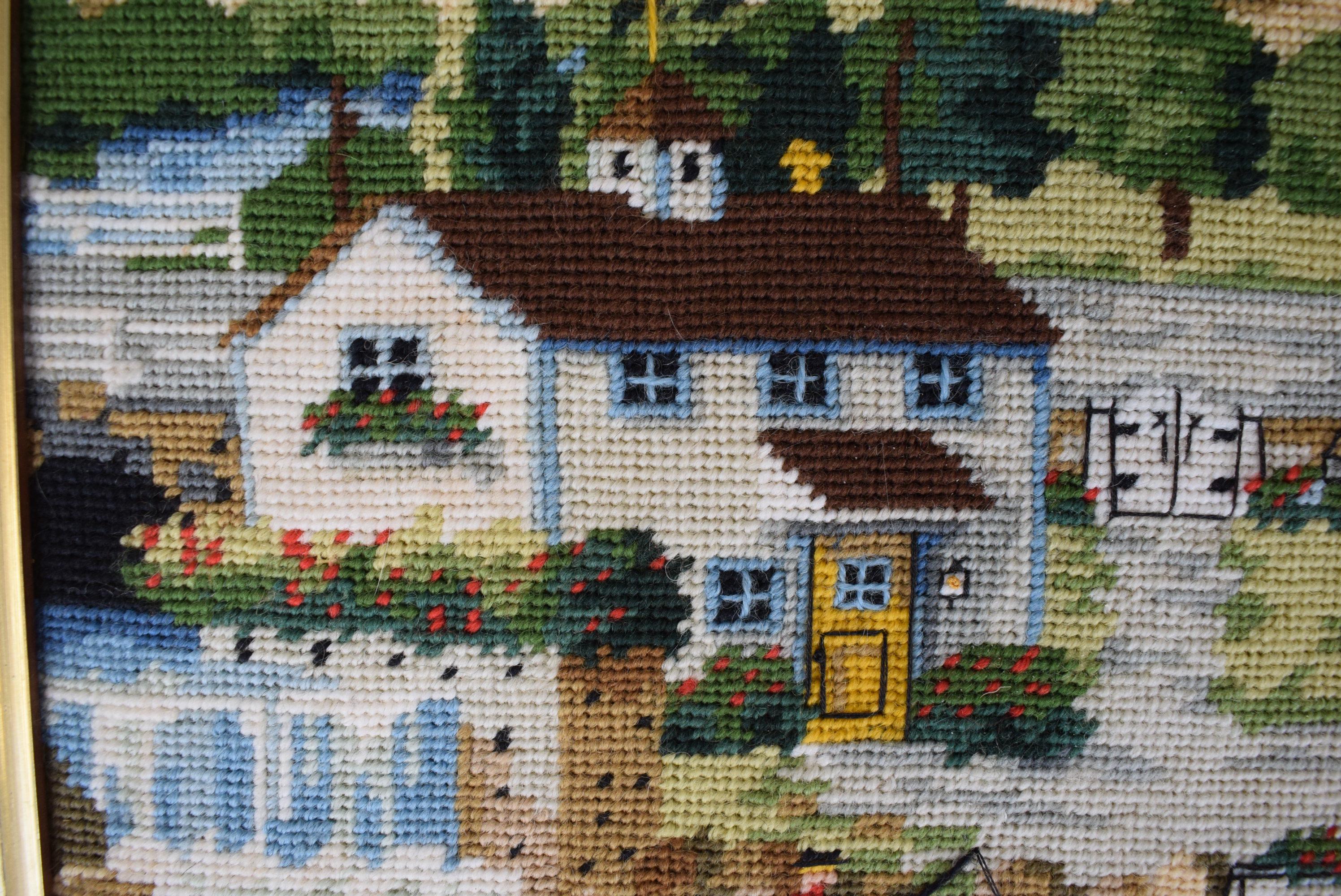 Hand-Needlepoint Nantucket Breeze Coastal Scene Finished Panel For Sale 2