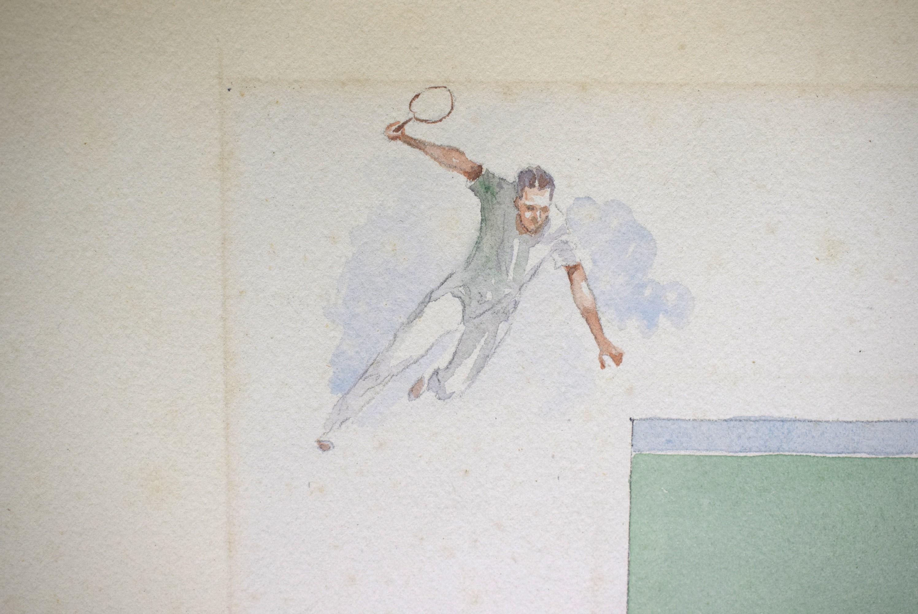 Tennis- The Kill, Or To The Net Watercolor By Paul Brown For Sale 8